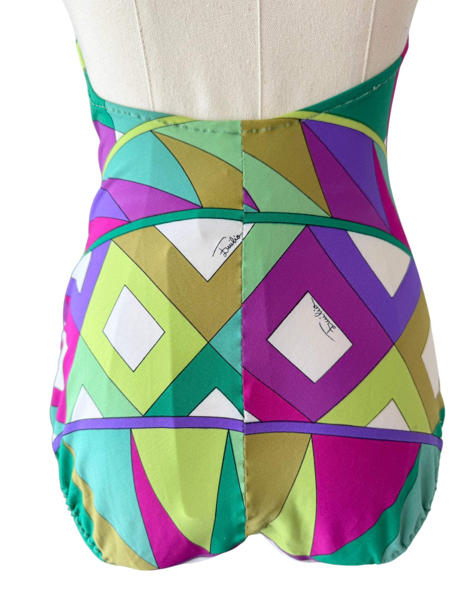 1960s Emilio Pucci Halter One-Piece Mod Print Bathing Suit