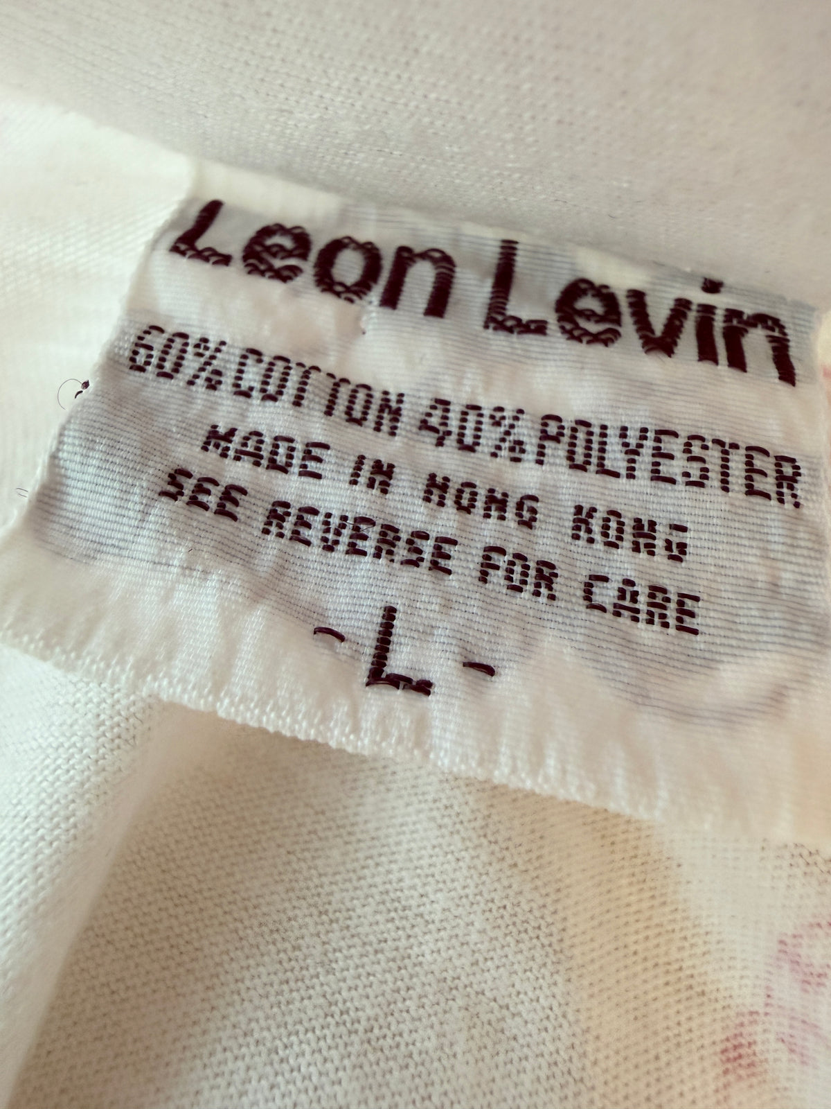 1970s Leon Levin White Cotton Cheetah Print 3/4 Button-Front Collared T-Shirt