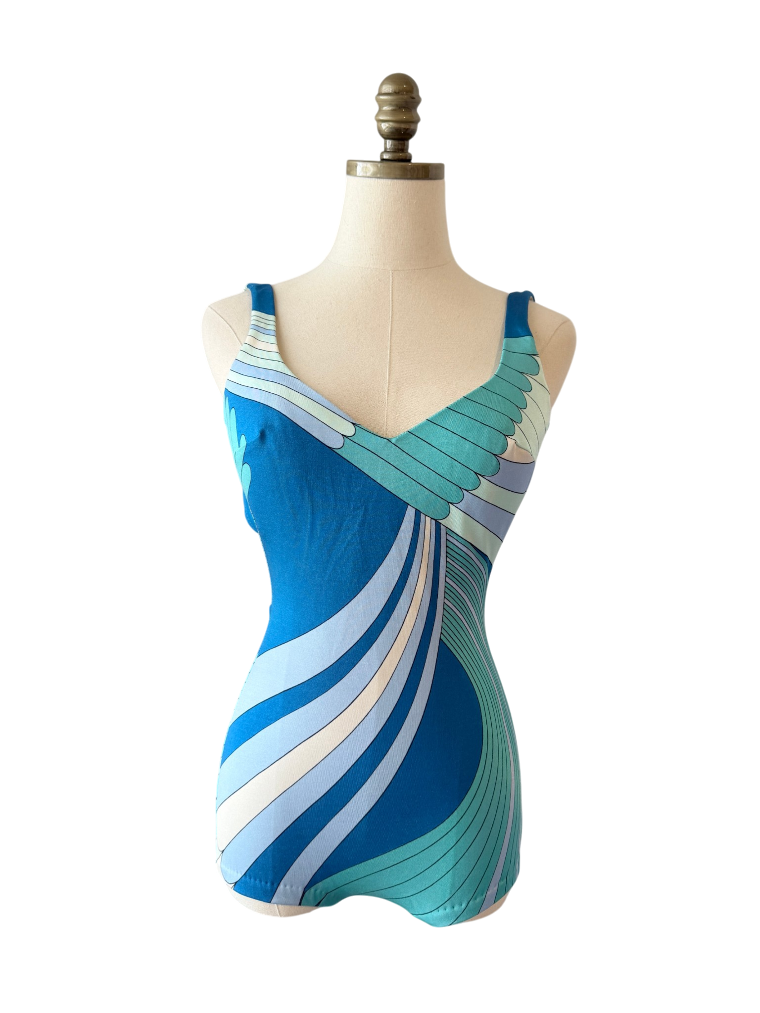 1960s Cole of California geomentric print one piece bathing suit