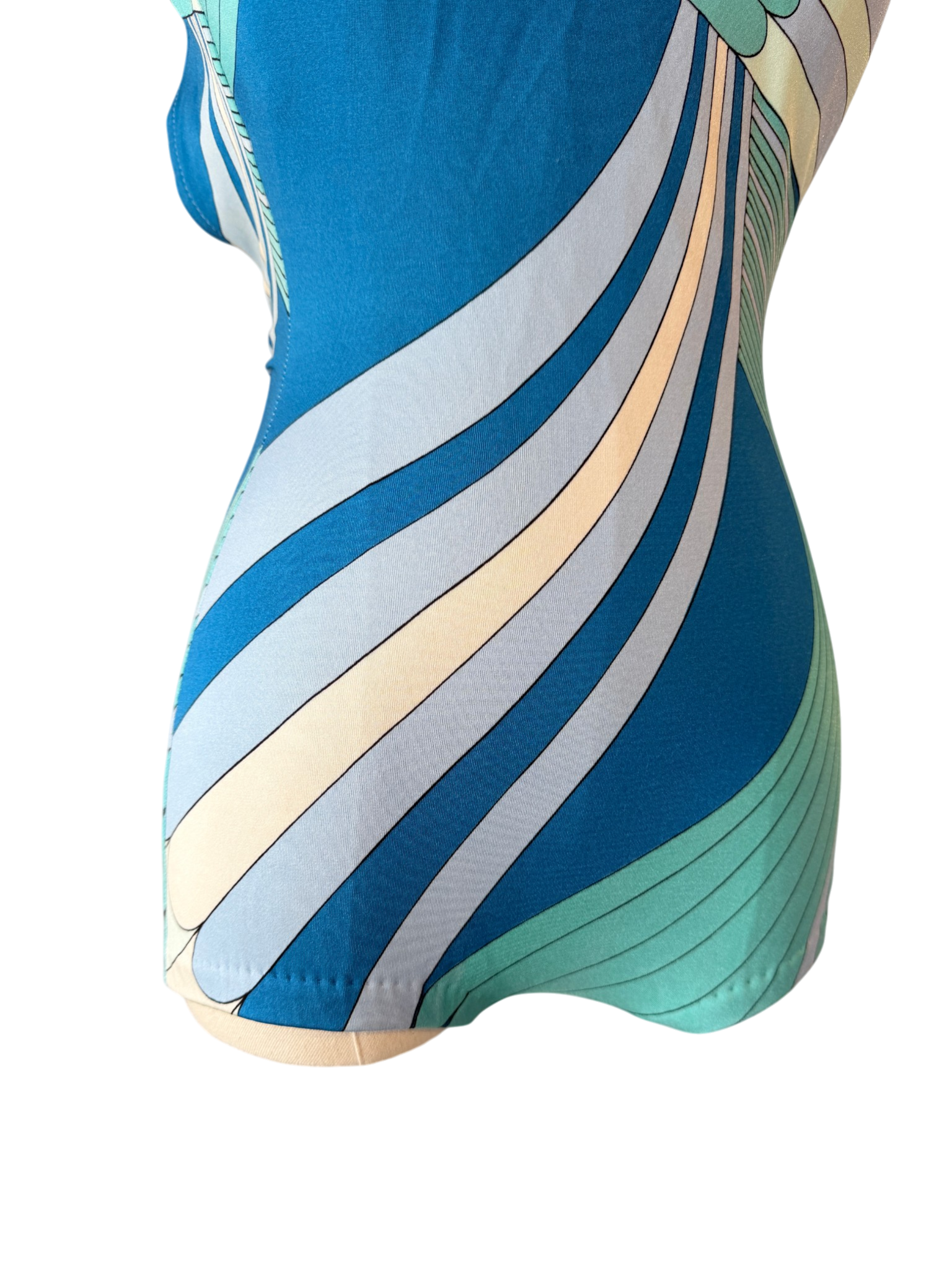 1960s Cole of California geomentric print one piece bathing suit