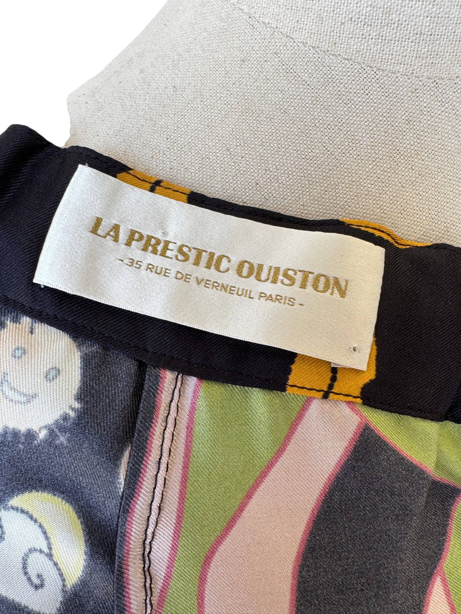 La Prestic Ouiston Silk Whimsical Print Pants