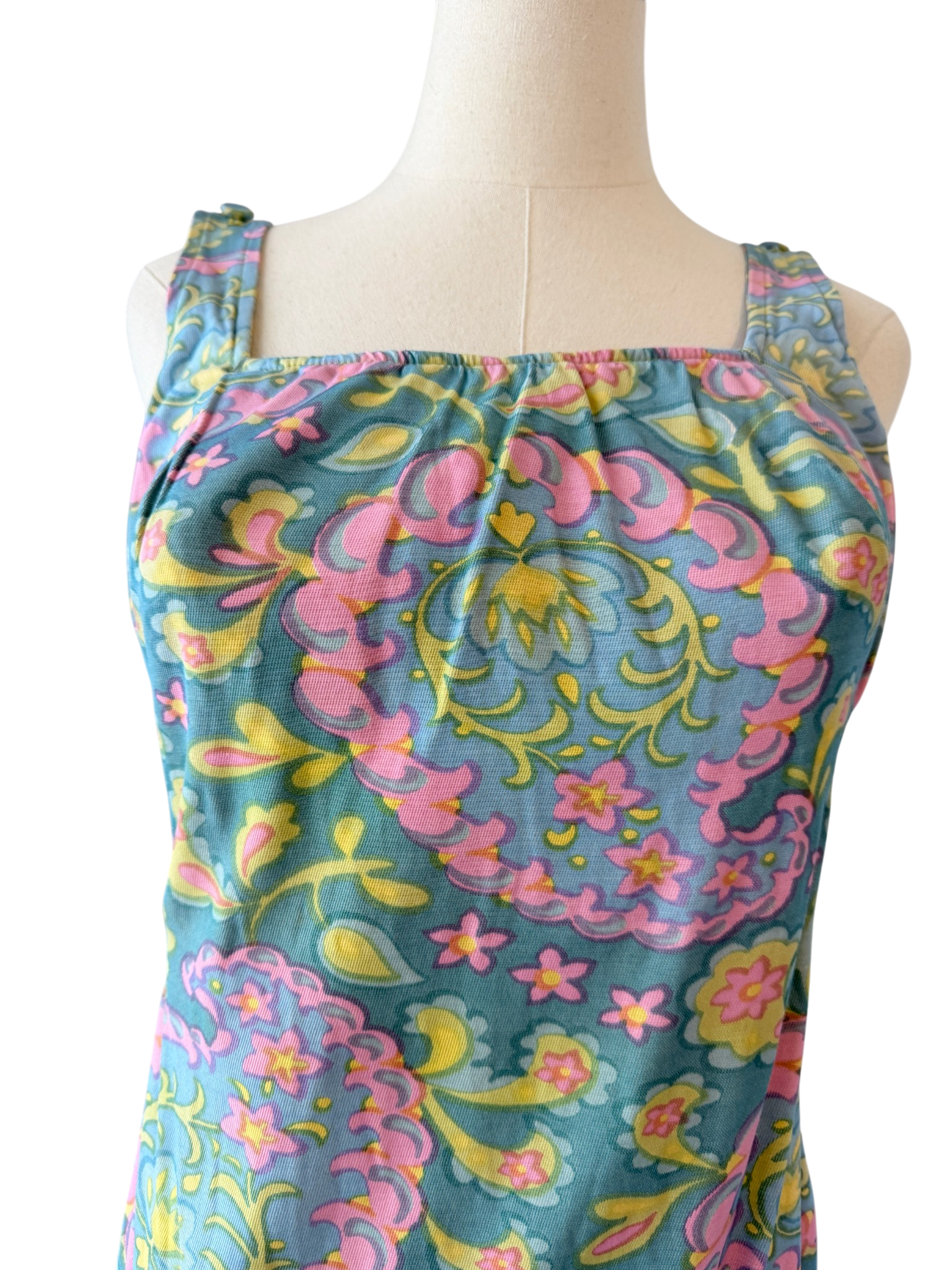 1960s Perfection Fit by Roxanne Cotton Swim/Play Suit with Floral Paisley Print
