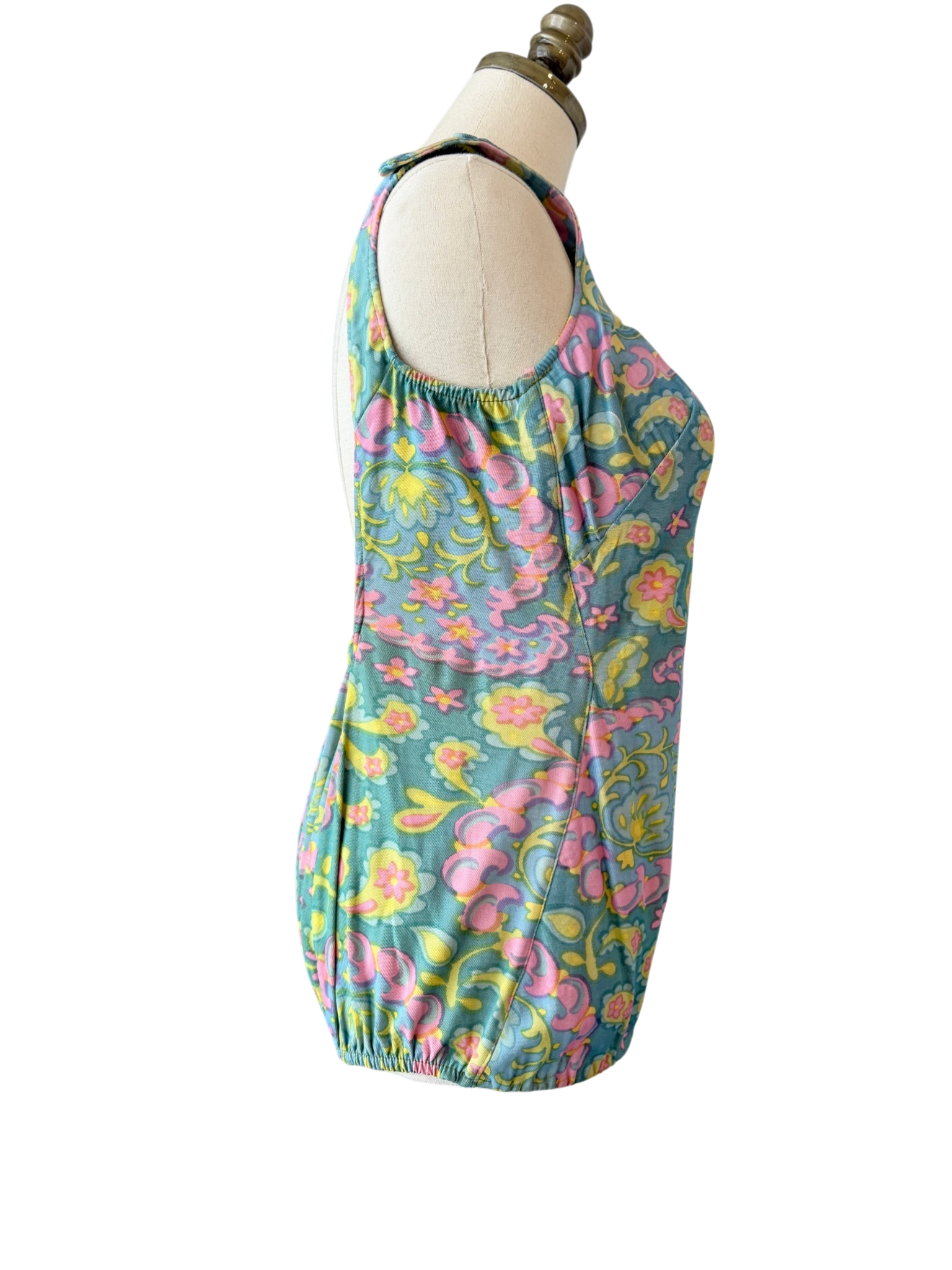 1960s Perfection Fit by Roxanne Cotton Swim/Play Suit with Floral Paisley Print