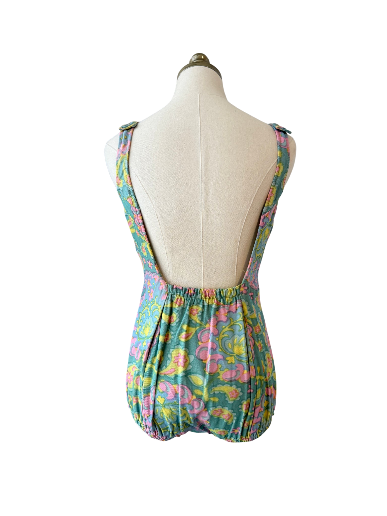 1960s Perfection Fit by Roxanne Cotton Swim/Play Suit with Floral Paisley Print