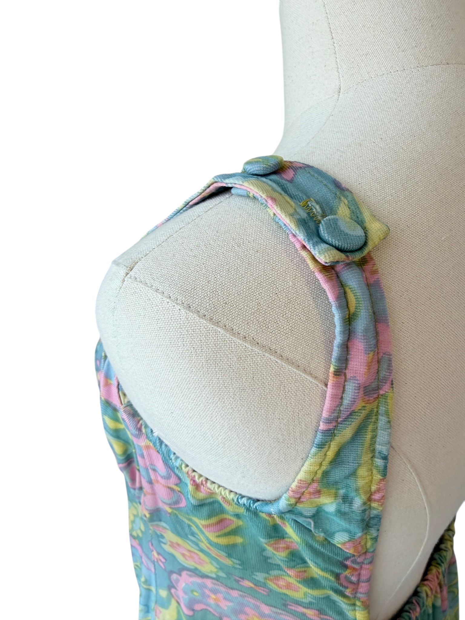 1960s Perfection Fit by Roxanne Cotton Swim/Play Suit with Floral Paisley Print