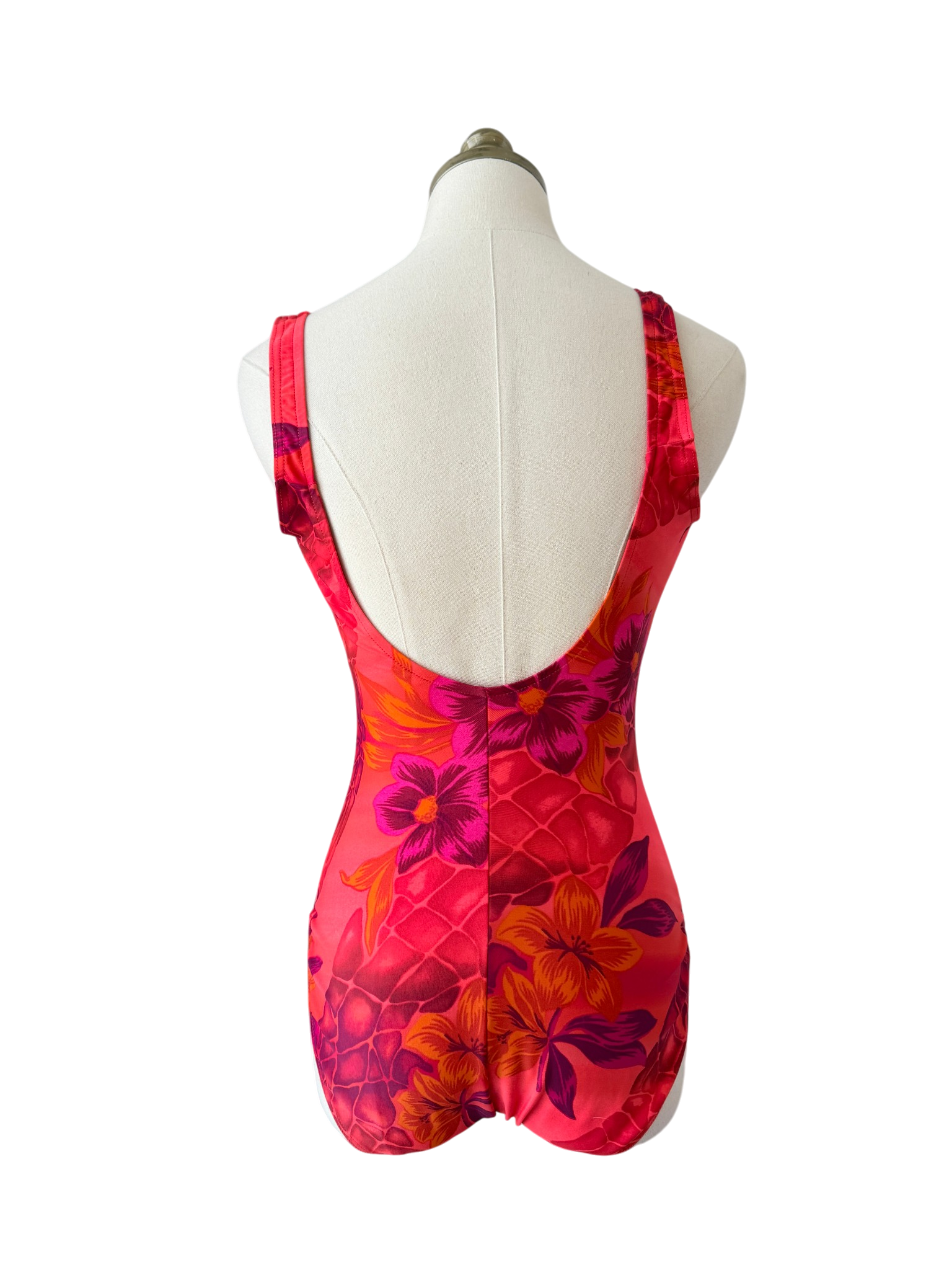 1980s Hawaiian Floral &amp; Giraffe Print One-Piece Bathing Suit