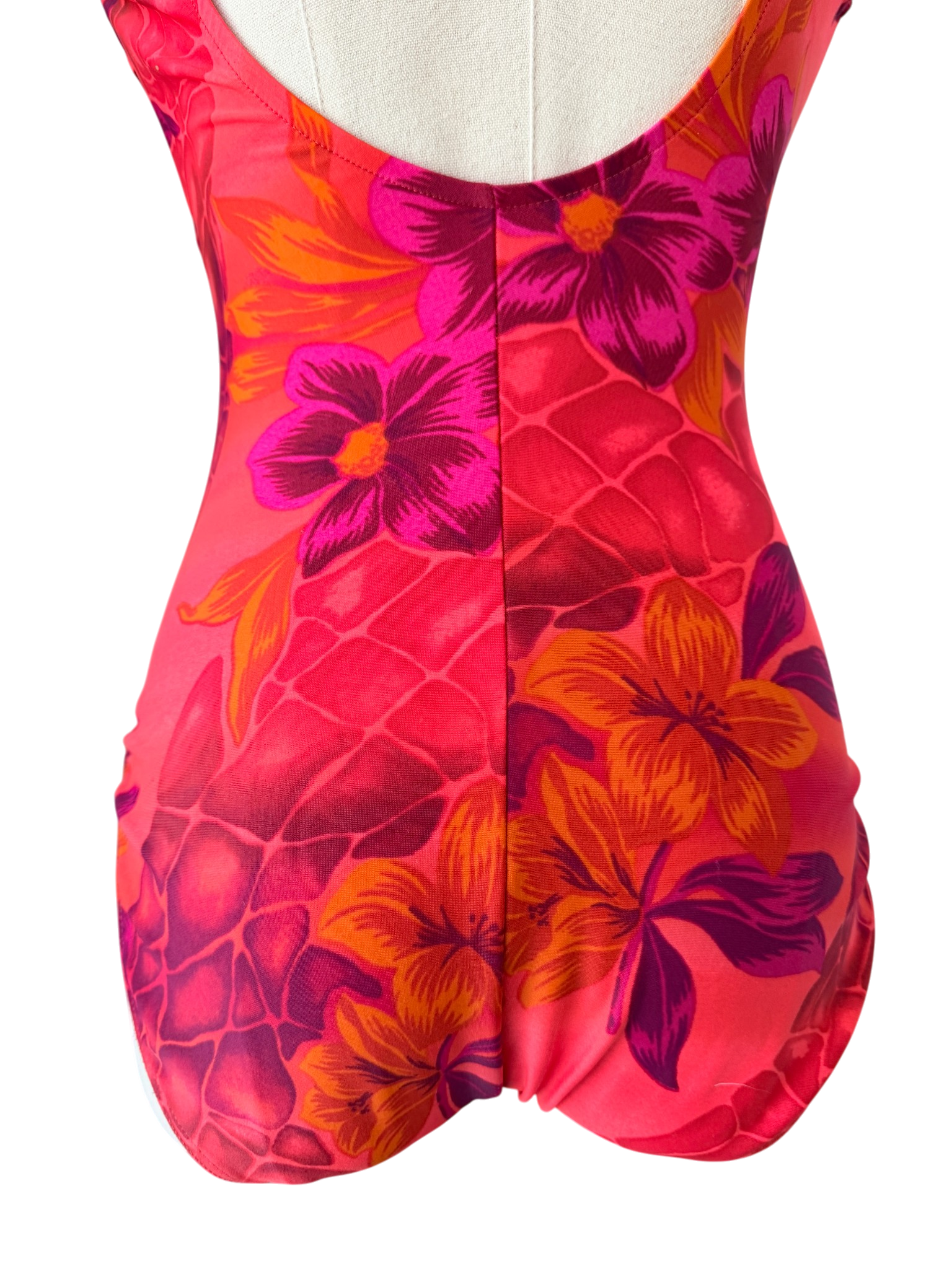 1980s Hawaiian Floral &amp; Giraffe Print One-Piece Bathing Suit