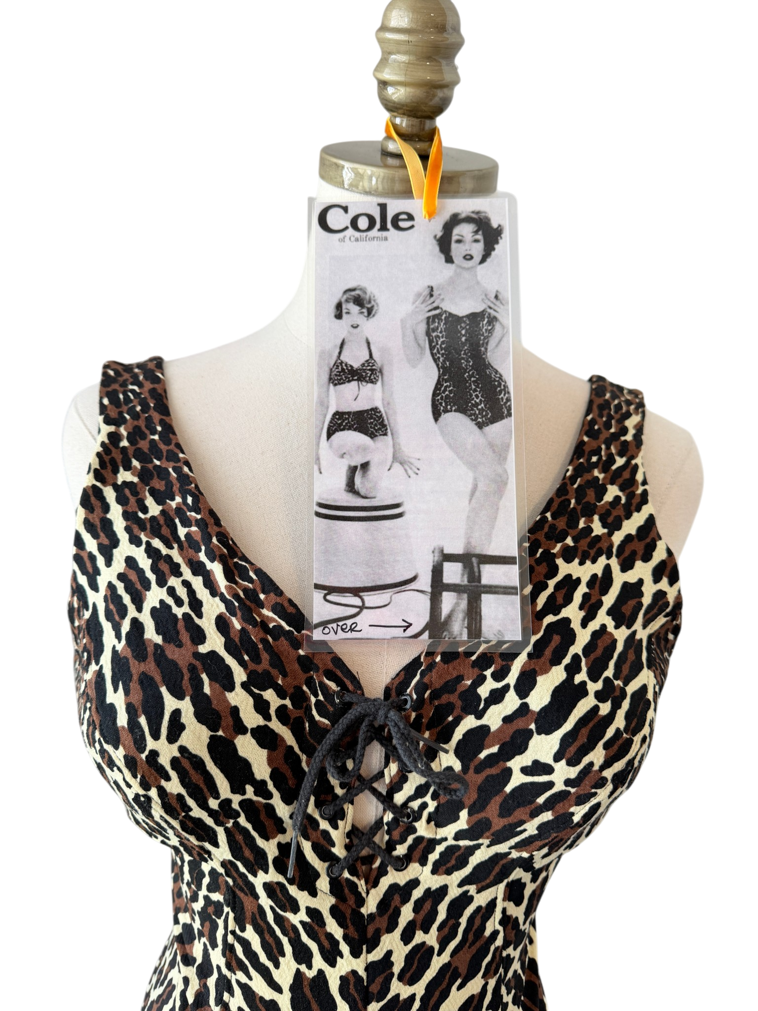 1960s Cole of California Rare Cheetah Print Corset-Front One-Piece Swimsuit