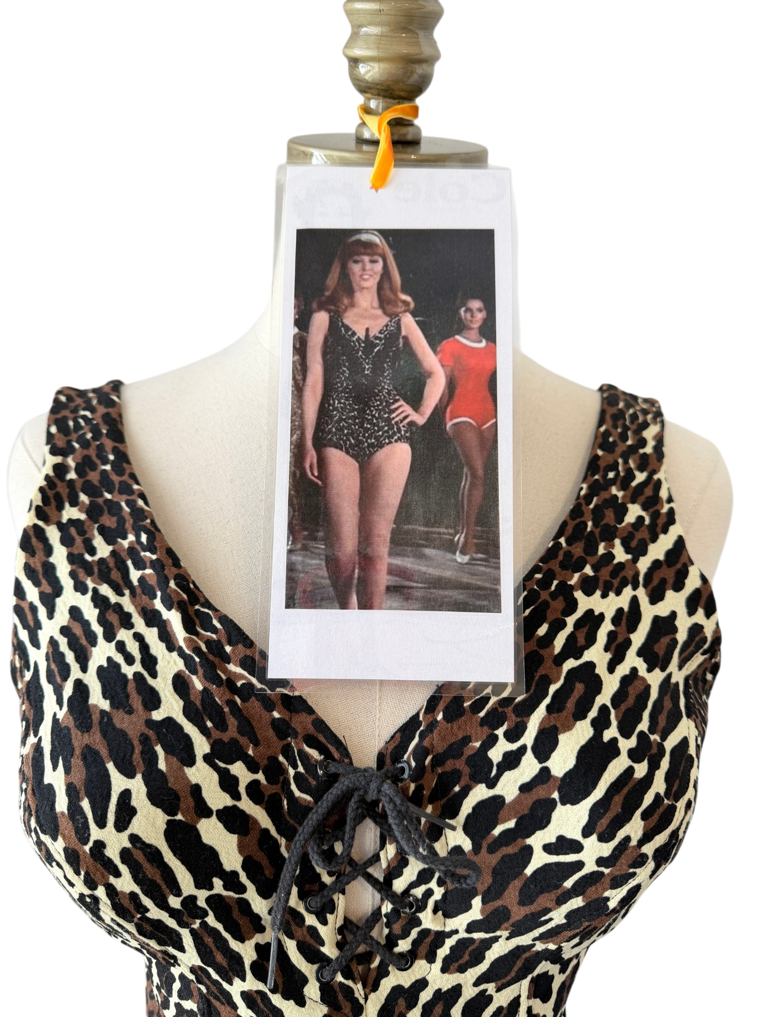 1960s Cole of California Rare Cheetah Print Corset-Front One-Piece Swimsuit