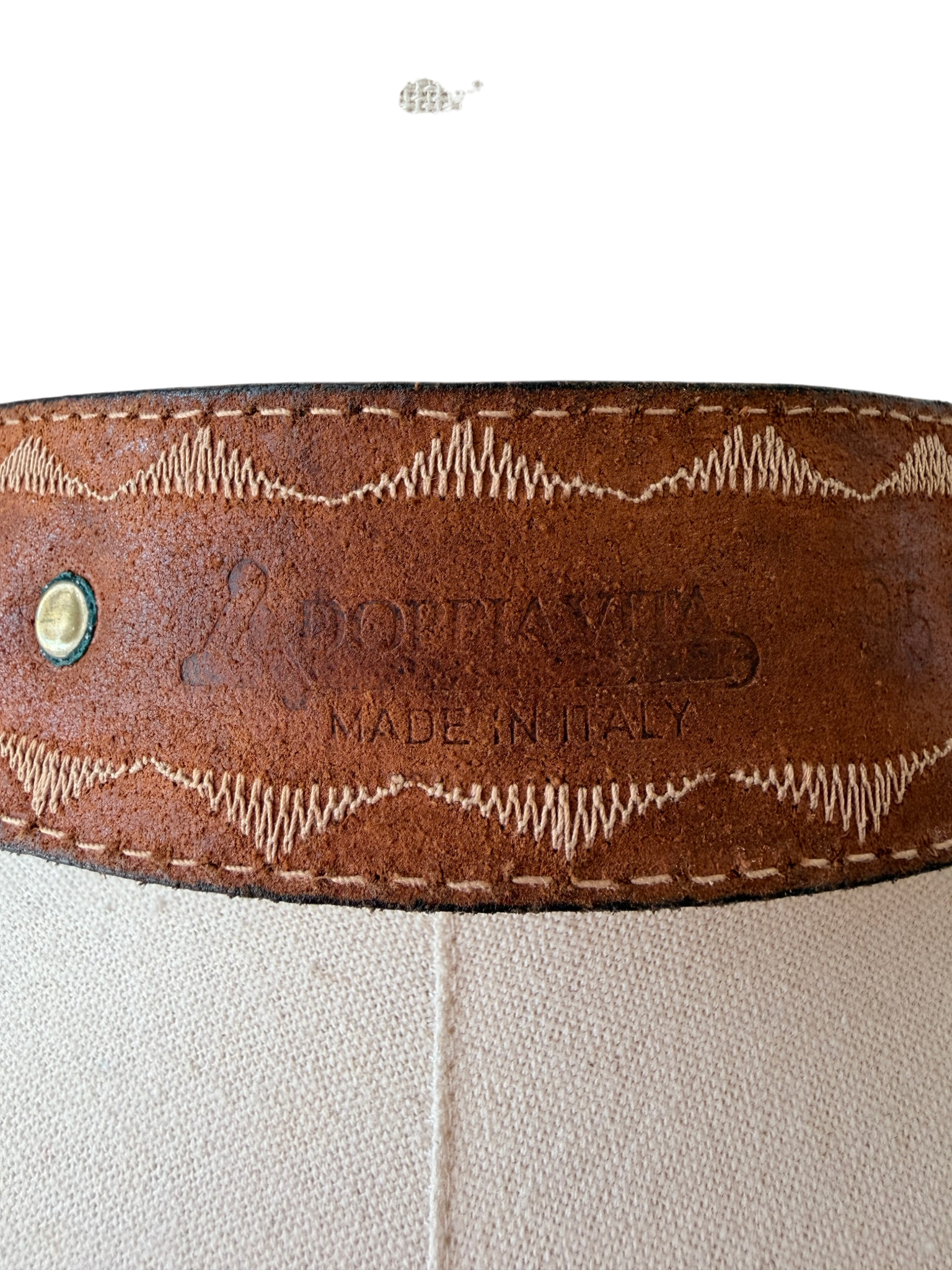 1990s Adoppia Vita Leather Belt with Brass Star &amp; Floral Disc Details