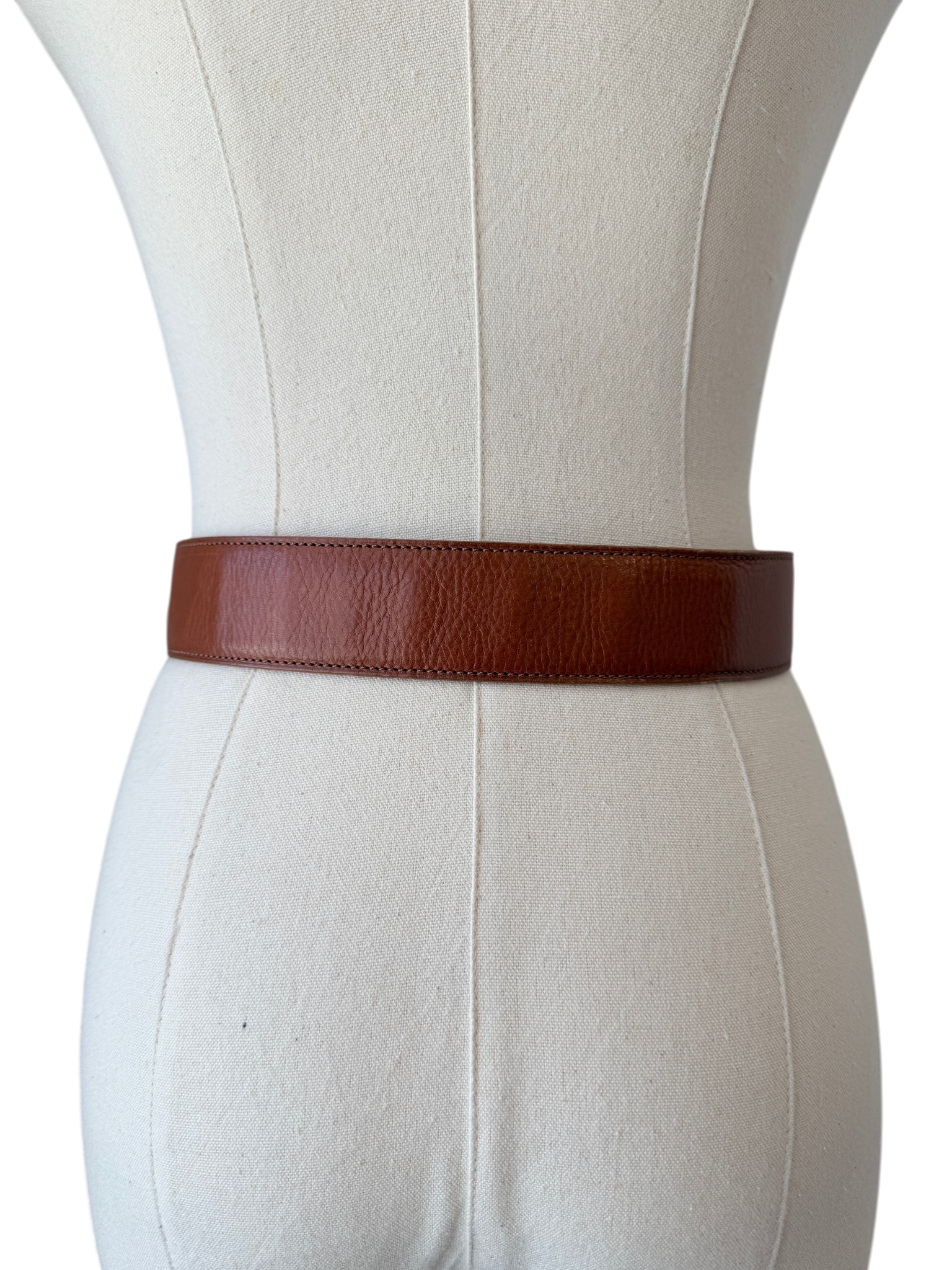 Ralph Lauren Brown Leather Belt with Gold Double Horse Head Buckle