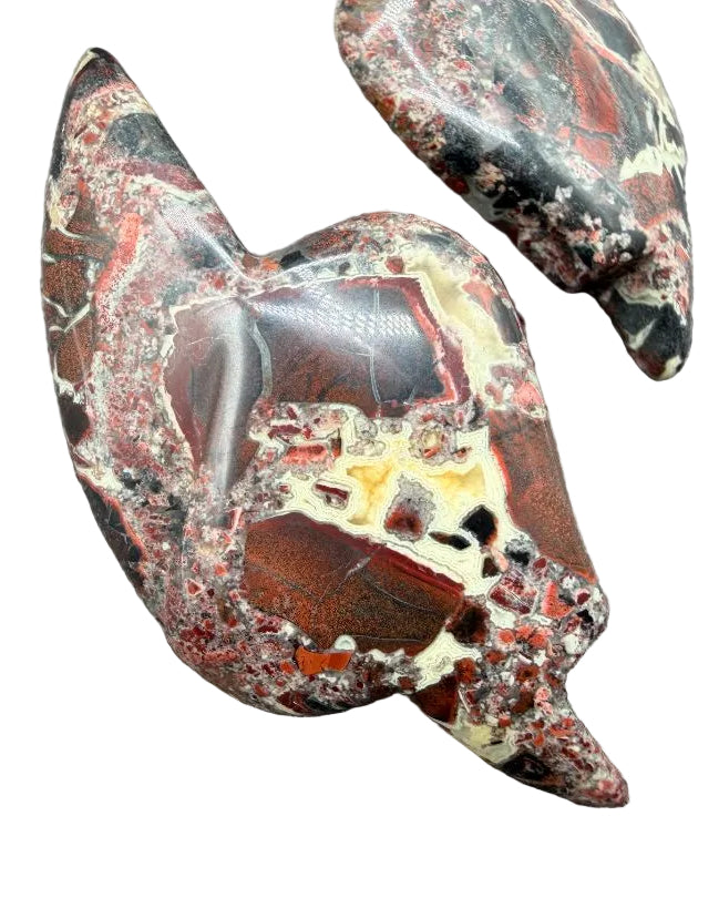 1980s Stephen Dweck Asymmetrical Brecciated Jasper Clip-On Earrings