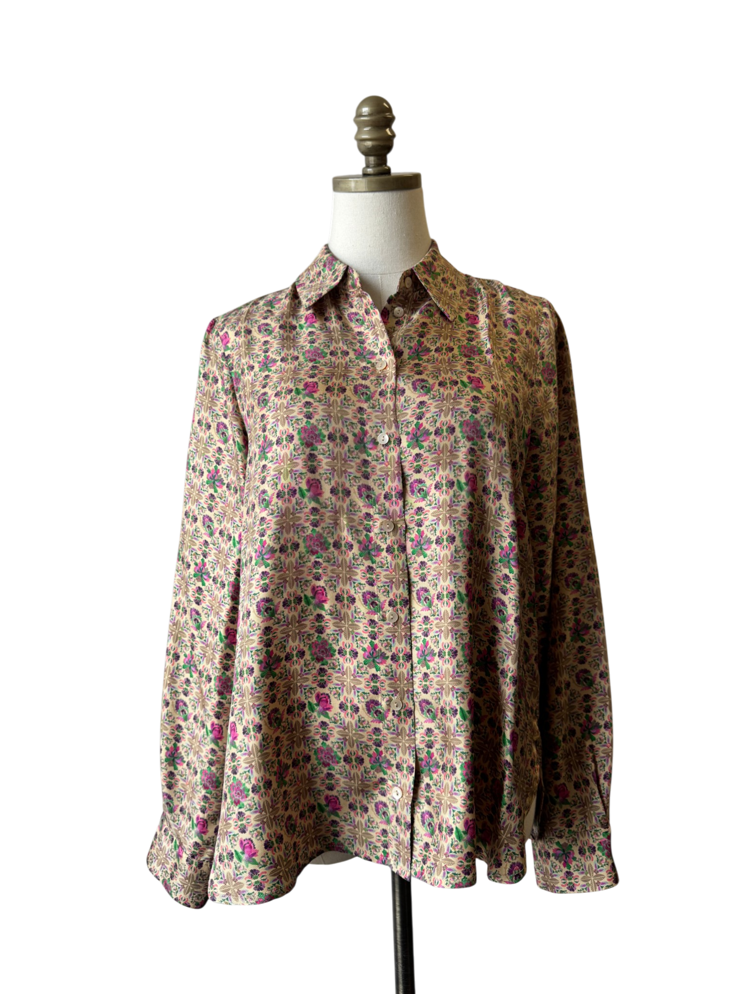 Momoni Silk Floral Button-Front Blouse