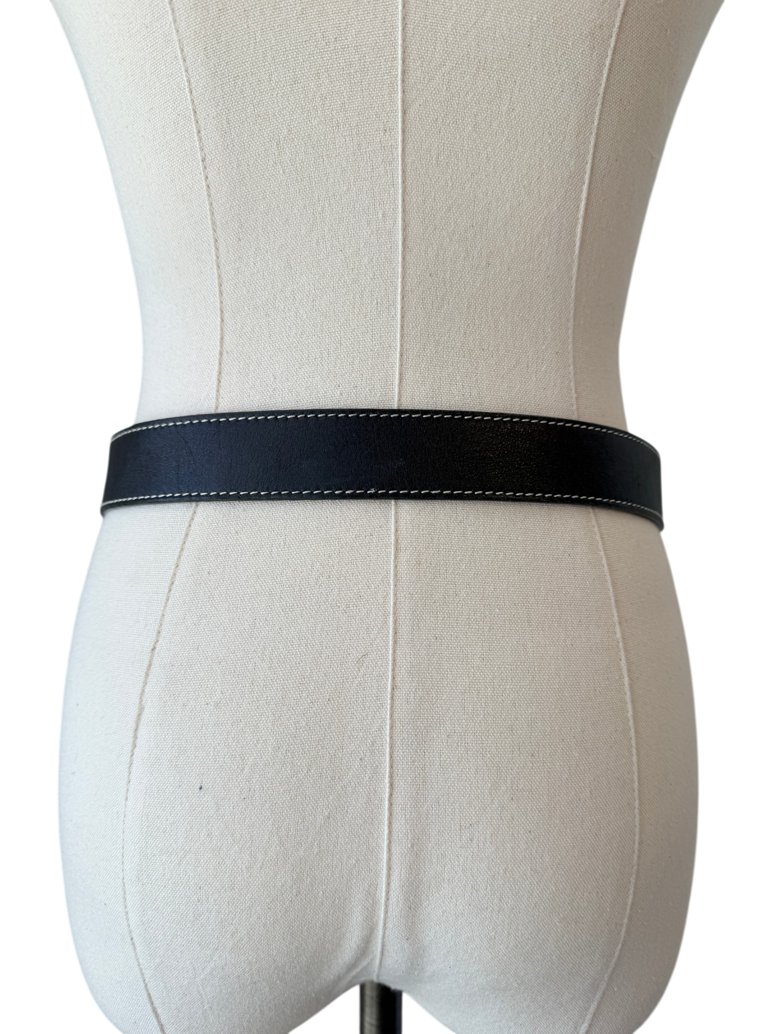 Lambertson Truex Black Leather Belt with Silver LT Buckle