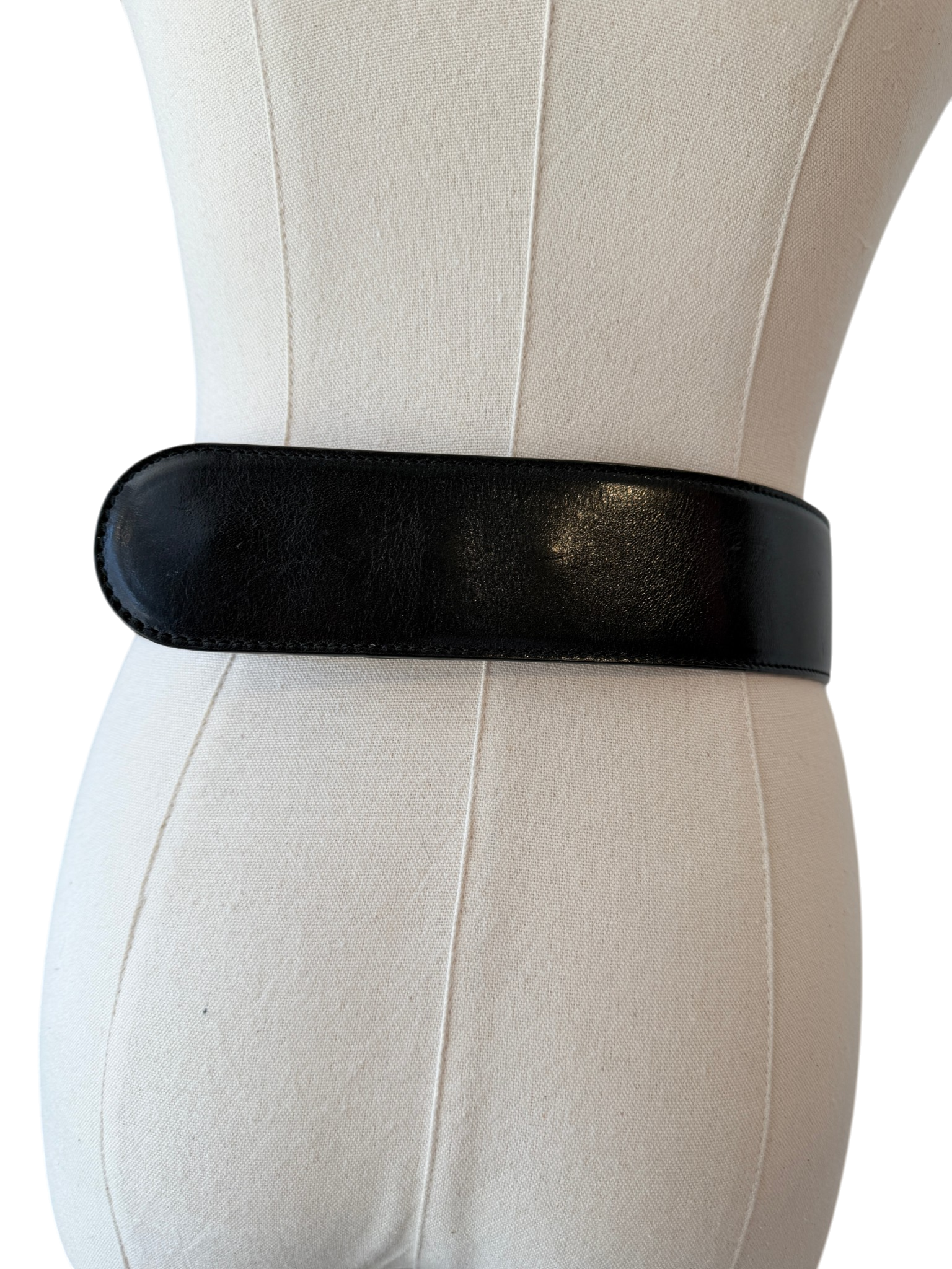 Alexander McQueen Black Wide Leather Belt with Sculptural Metal Bow