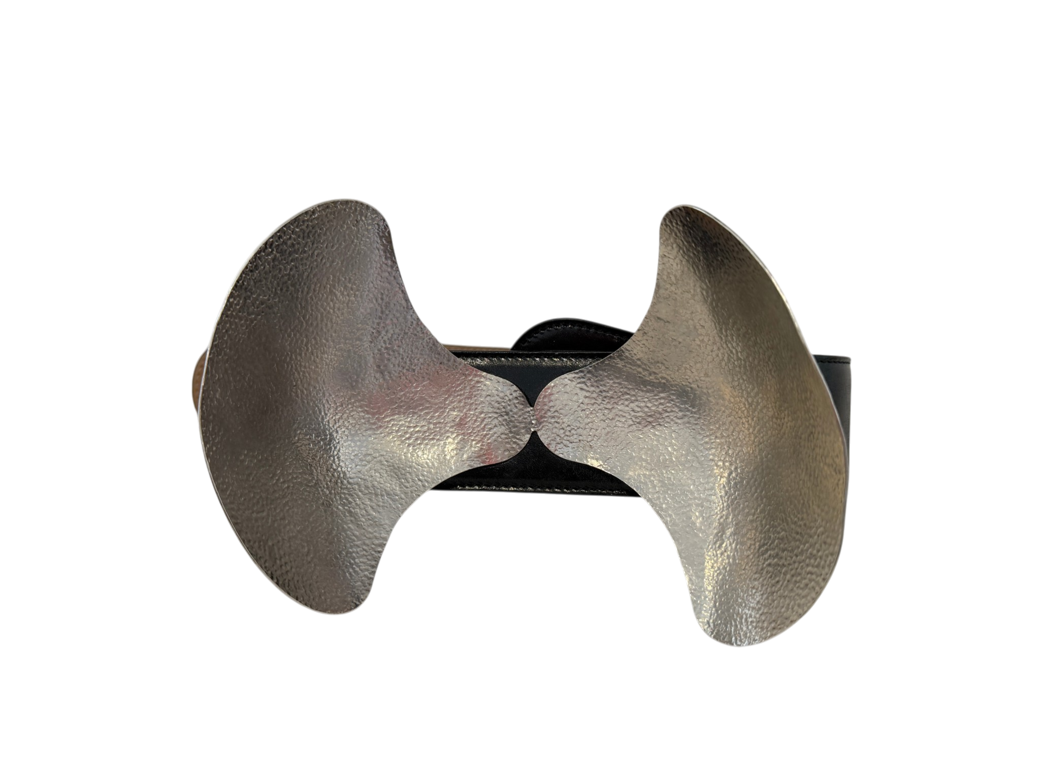 Alexander McQueen Black Wide Leather Belt with Sculptural Metal Bow