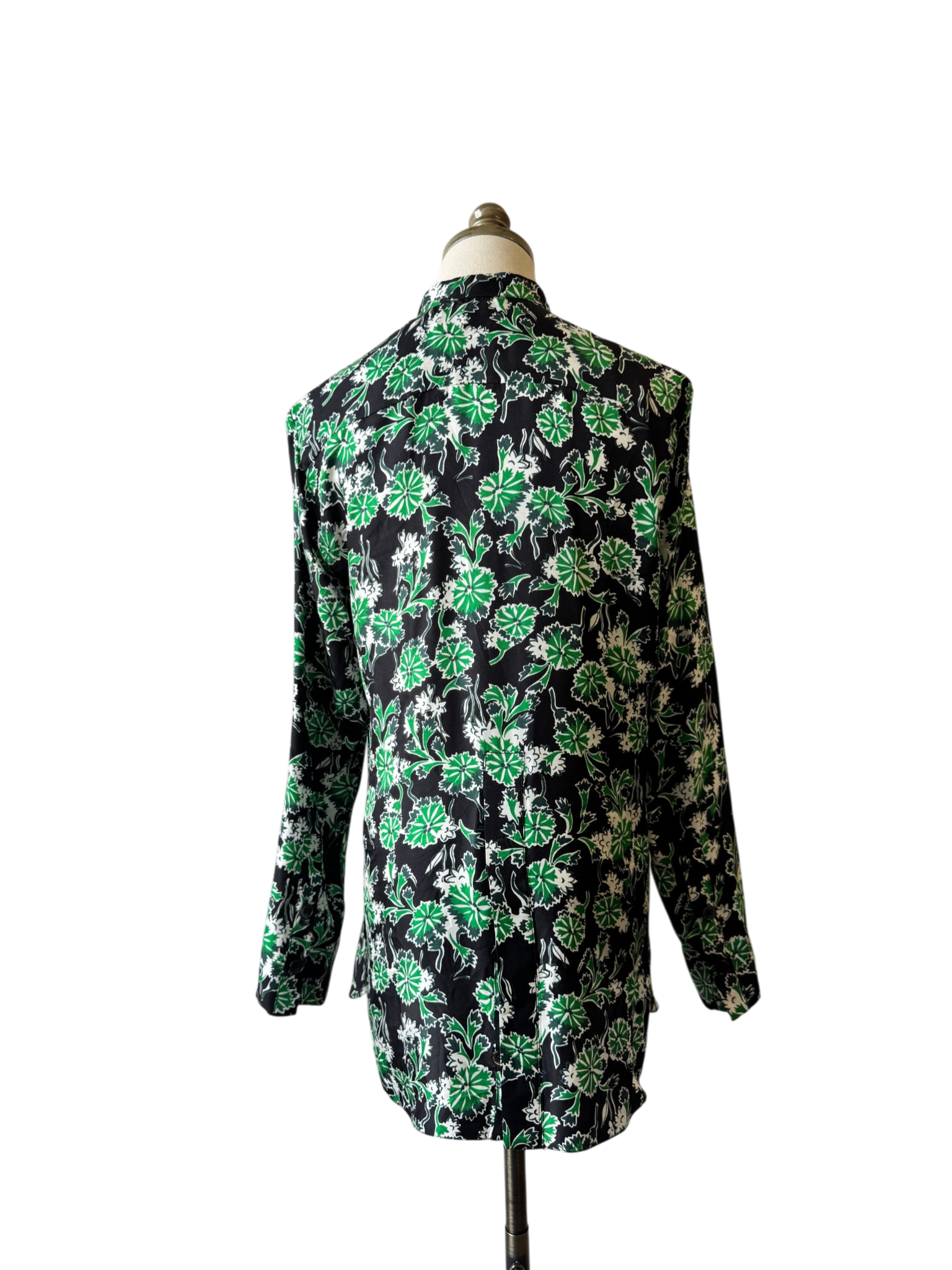 Marni Silk Floral Tunic Blouse with Mandarin Collar