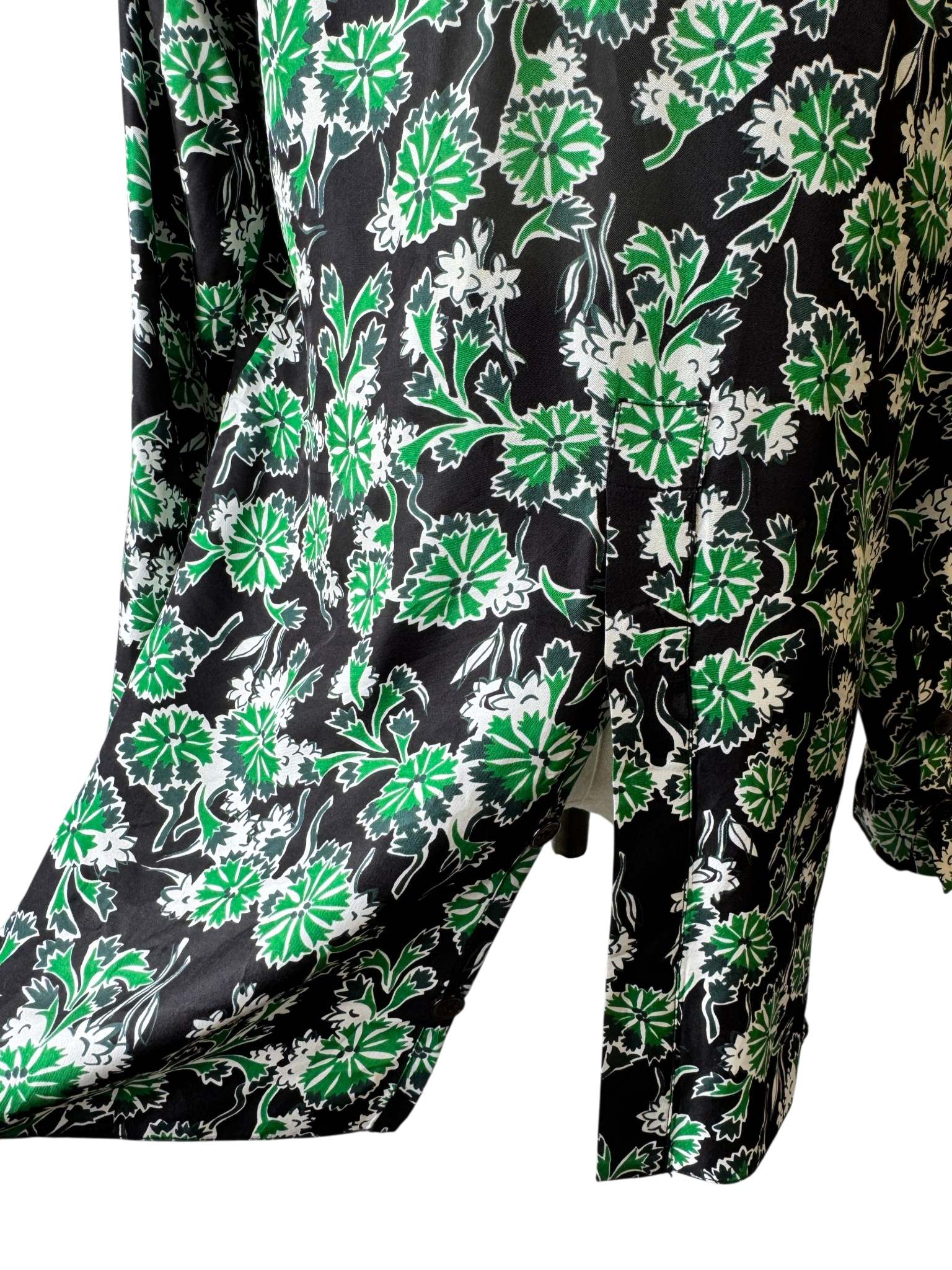 Marni Silk Floral Tunic Blouse with Mandarin Collar