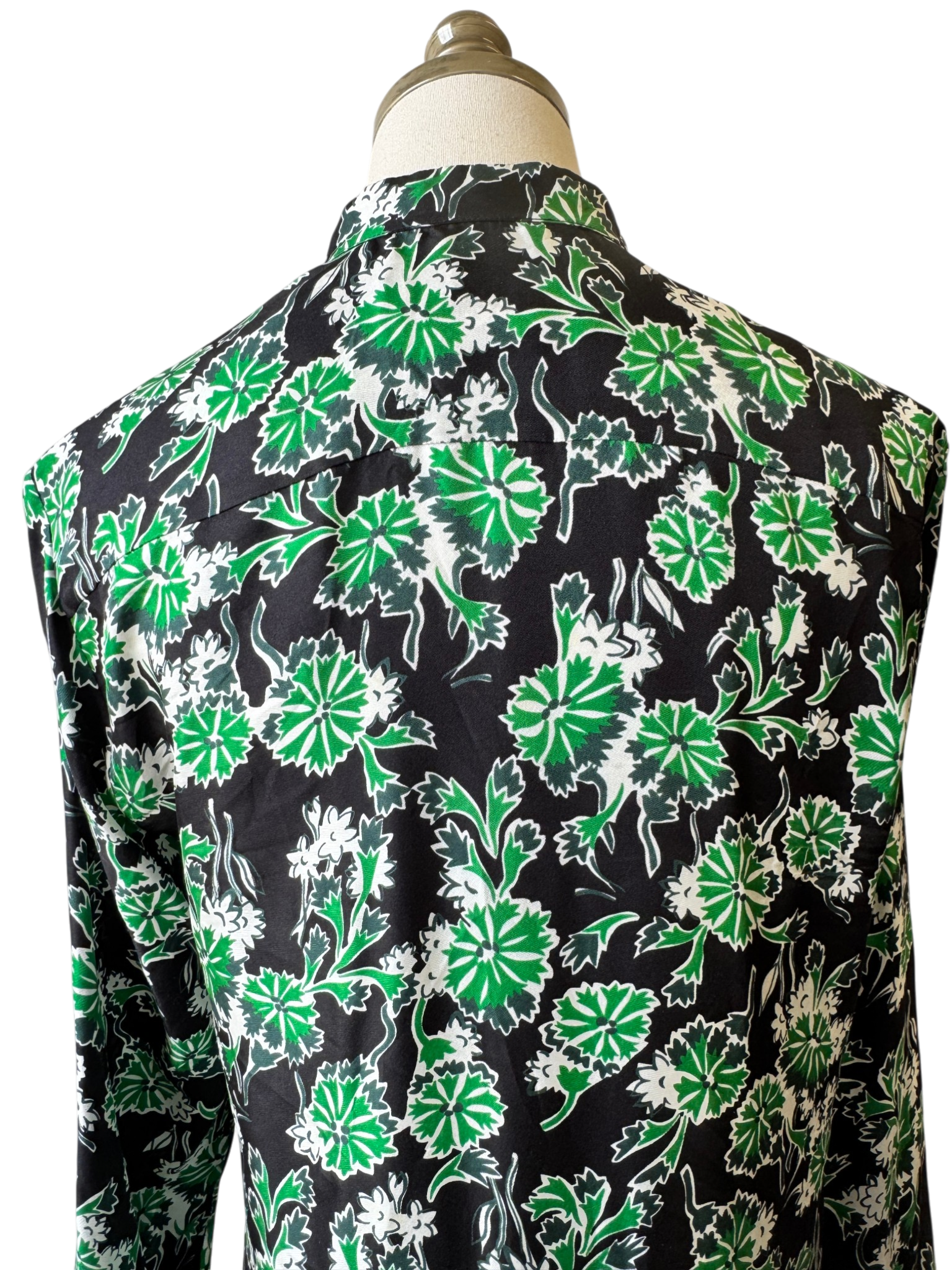 Marni Silk Floral Tunic Blouse with Mandarin Collar