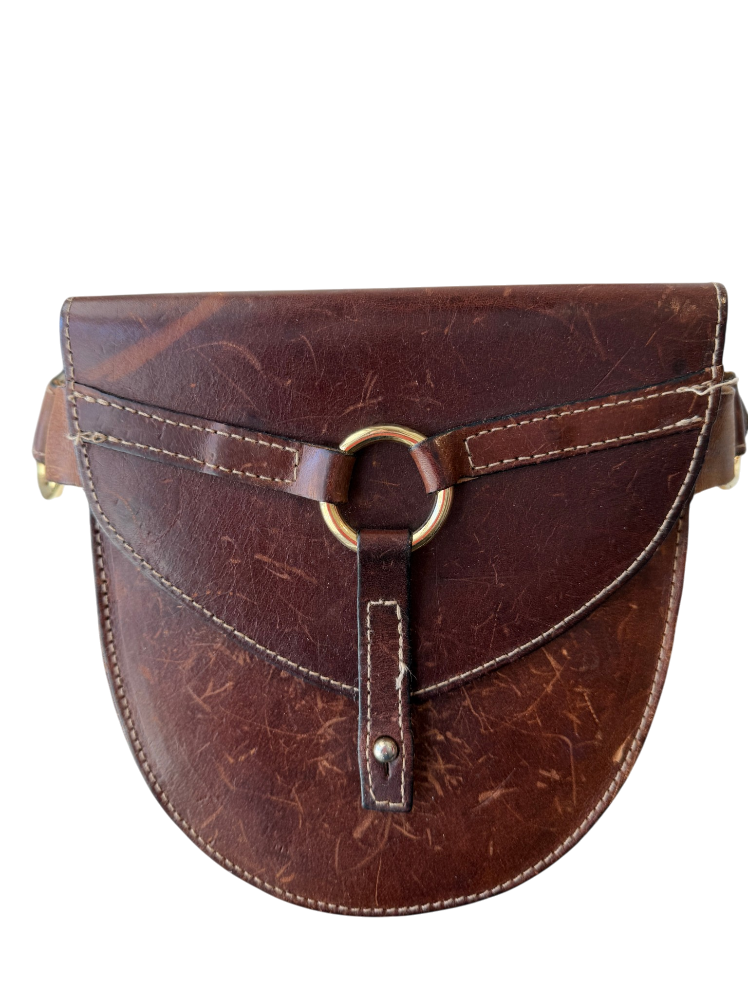 Holt Renfrew Brown Leather Pouch Belt Bag