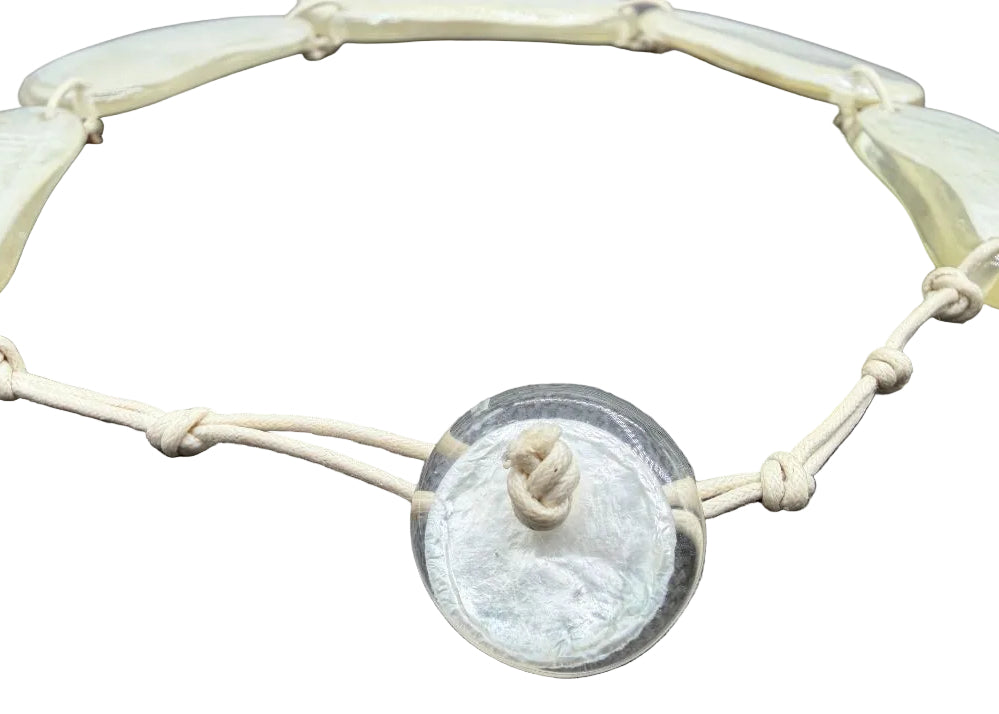 1980s Capiz Shell & Resin Graduated Statement Necklace on Cord