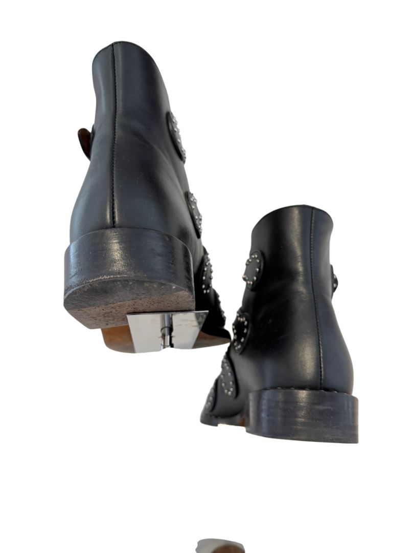Givenchy Black Leather Studded Quad Buckle Boots