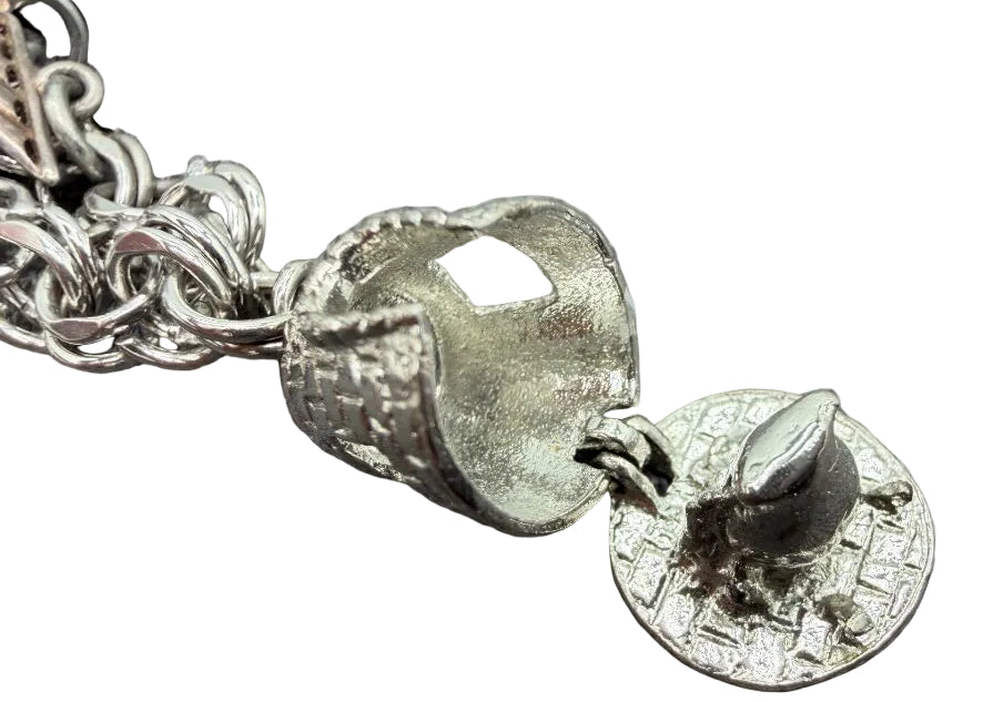 1960s ELCO Sterling Silver Charm Bracelet with 11 Charms