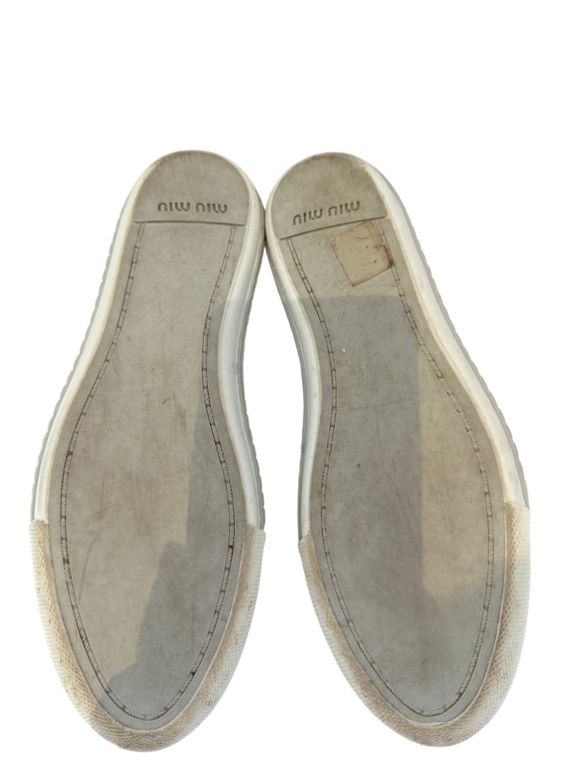 Miu Miu Silver Leather Wingtip Platform Lace-Up Loafers