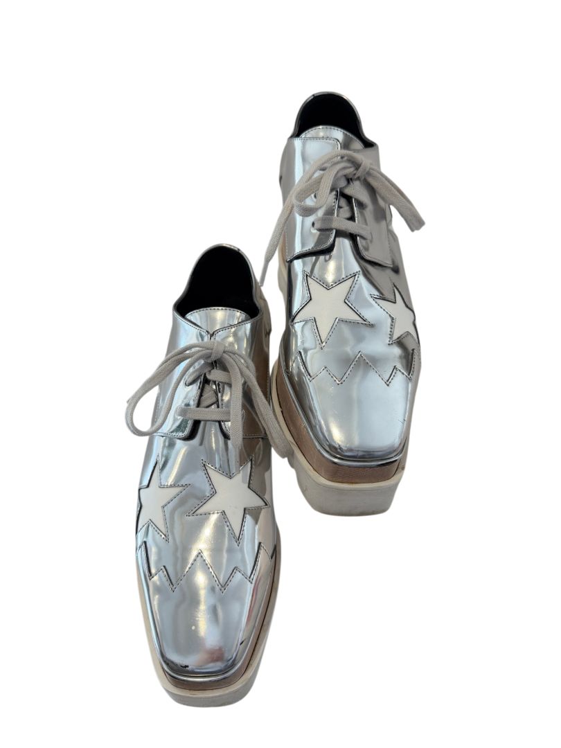 Stella McCartney Silver Elyse Platform Loafers with Star Detail