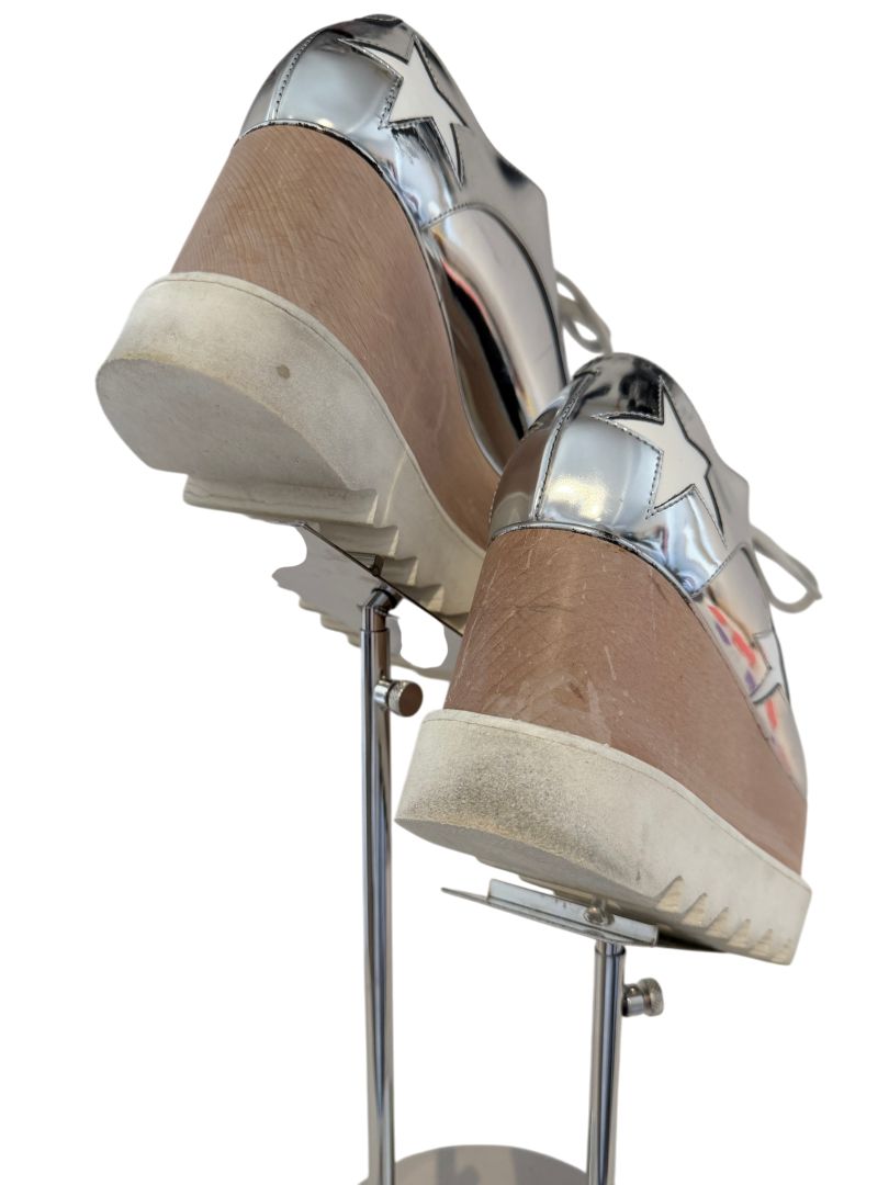Stella McCartney Silver Elyse Platform Loafers with Star Detail