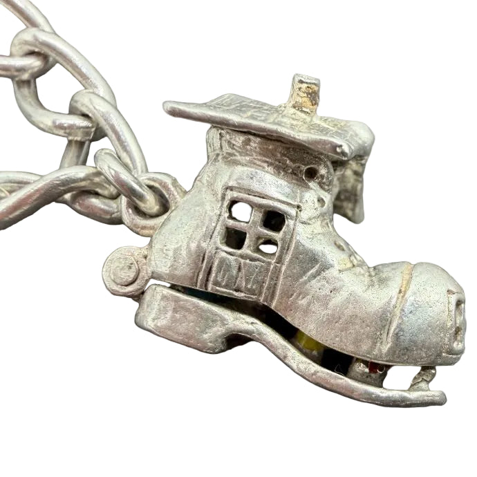 1980s Sterling Silver Charm Bracelet with 7 Charms