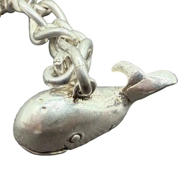 1980s Sterling Silver Charm Bracelet with 7 Charms