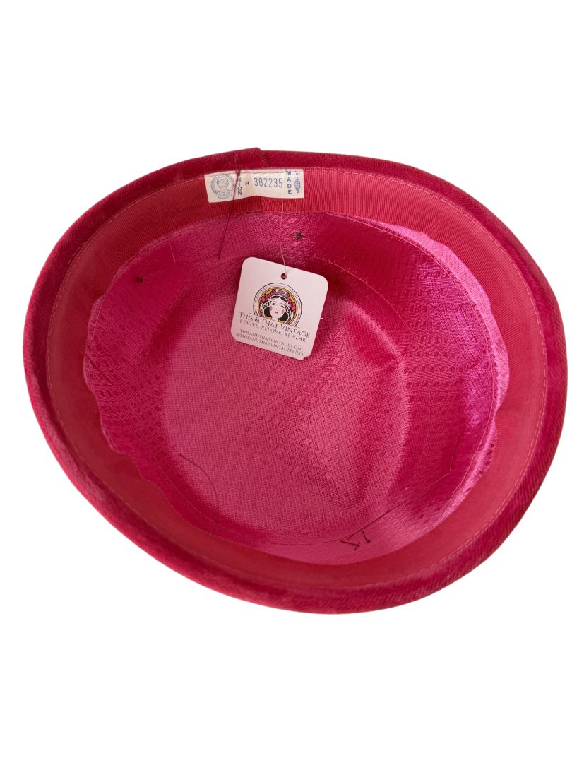 1960s Pink Velvet Bucket Hat with Brooch