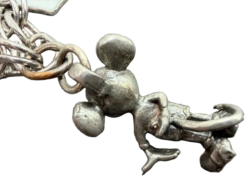1970s API Sterling Silver Charm Bracelet with 10 Charms