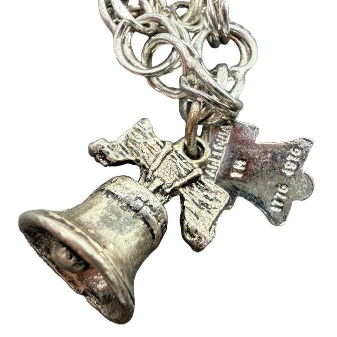 1970s API Sterling Silver Charm Bracelet with 10 Charms