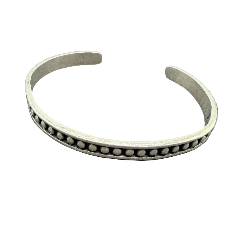 1970s Mexican Sterling Silver Cuff Bracelet with Beaded Design