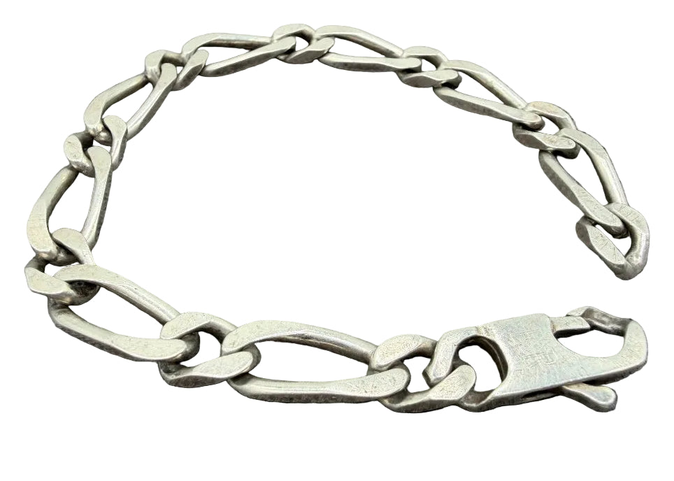 1970s Sterling Silver Figaro Chain Bracelet