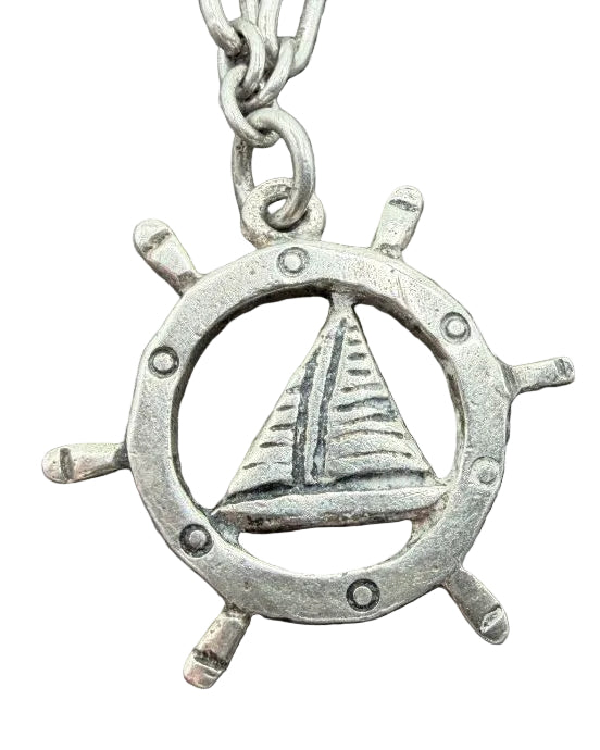 1970s Sterling Silver Paperclip Chain Charm Bracelet with 11 Charms