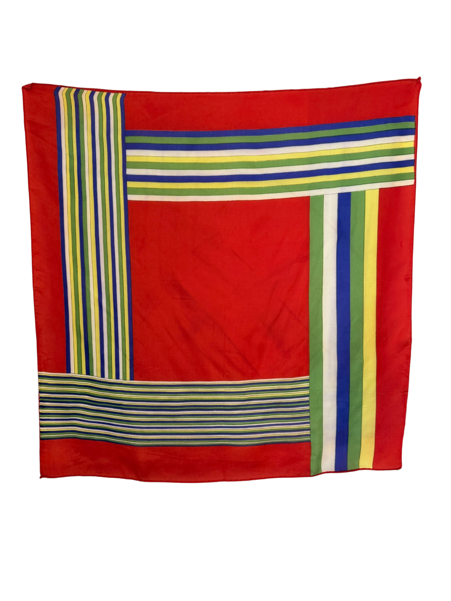 1960s Silk Primary Color Striped Scarf