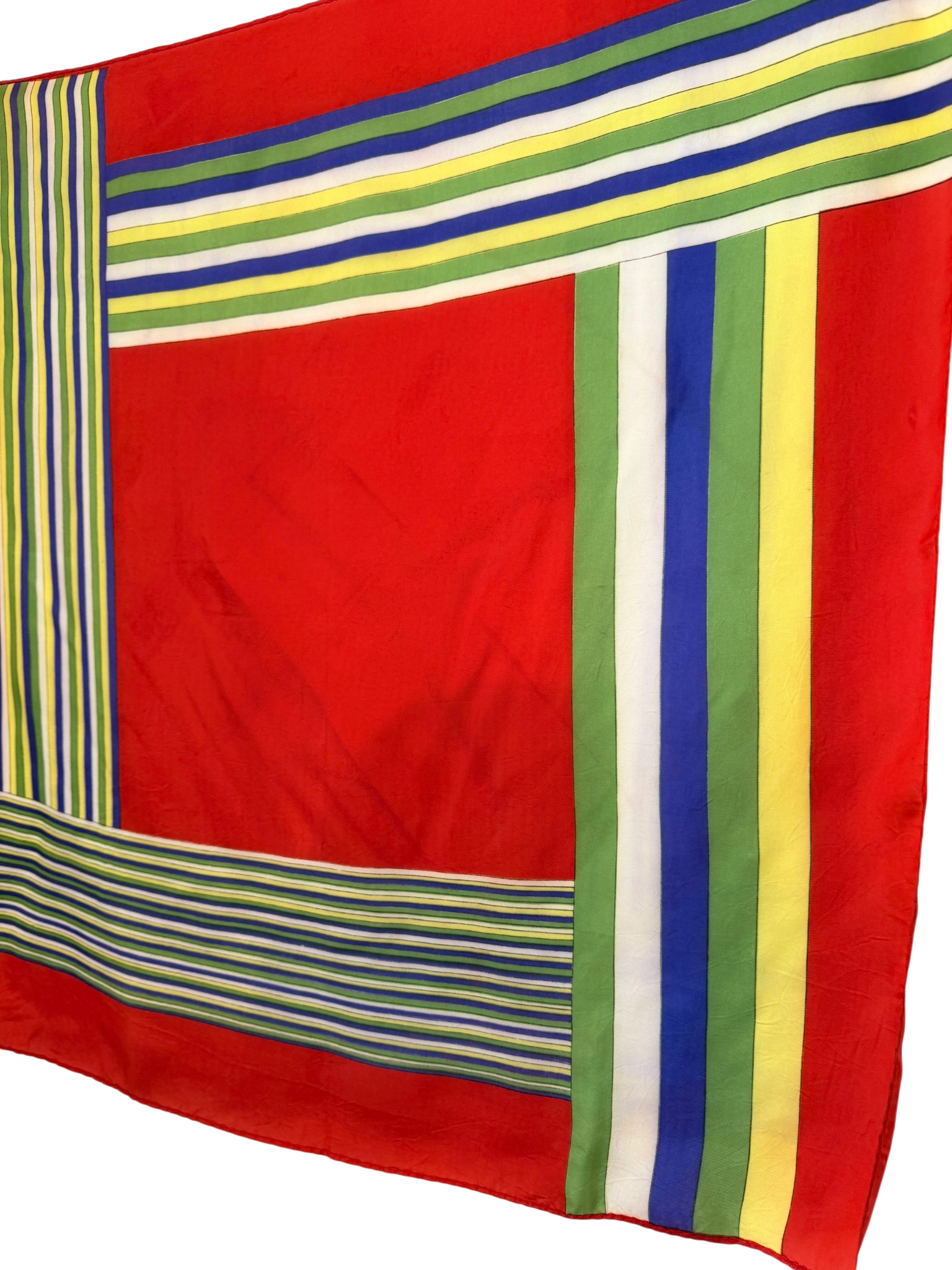 1960s Silk Primary Color Striped Scarf