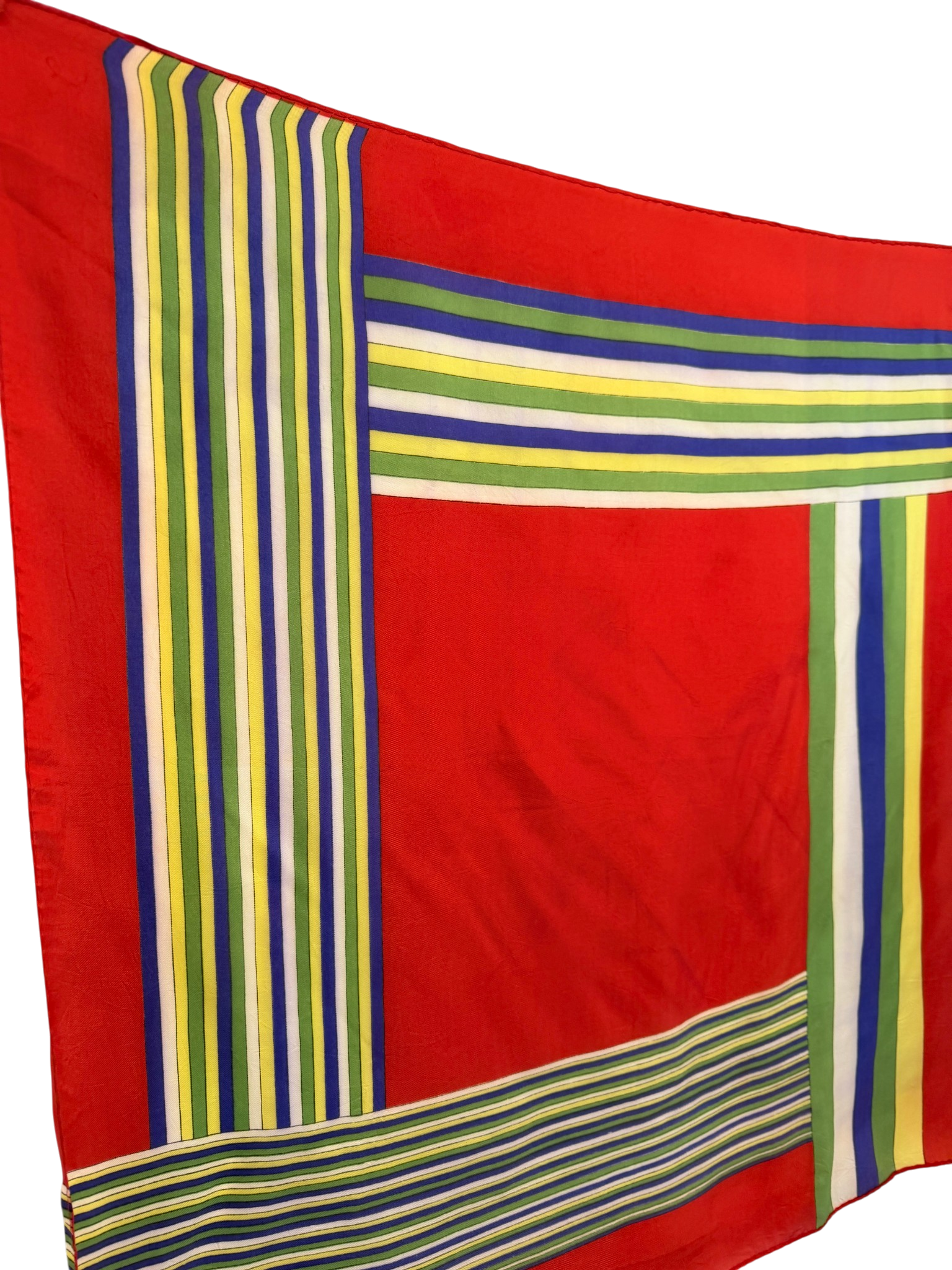 1960s Silk Primary Color Striped Scarf