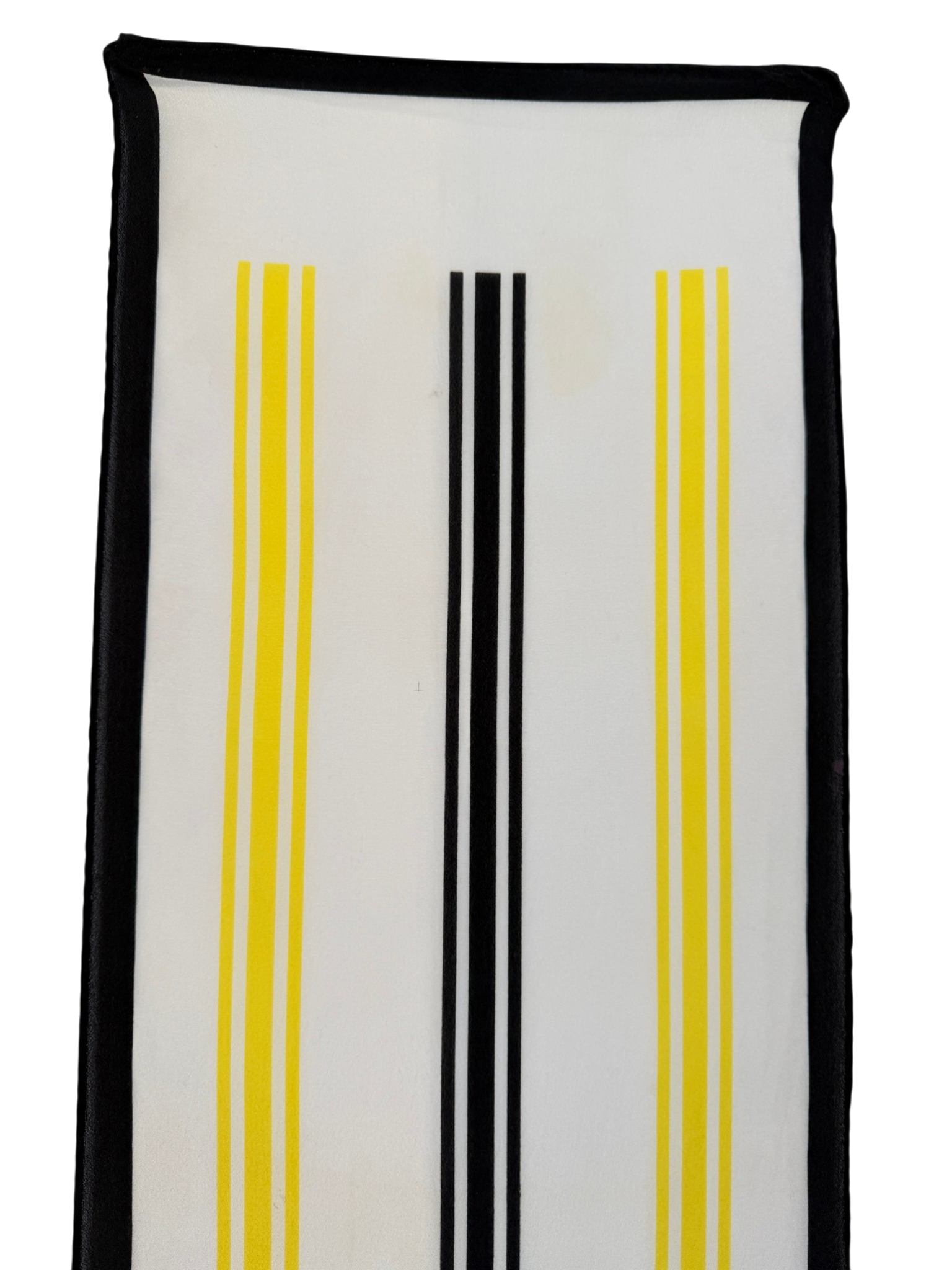 1970s Hattie Carnegie Ivory Oblong Scarf with Black & Yellow Detail