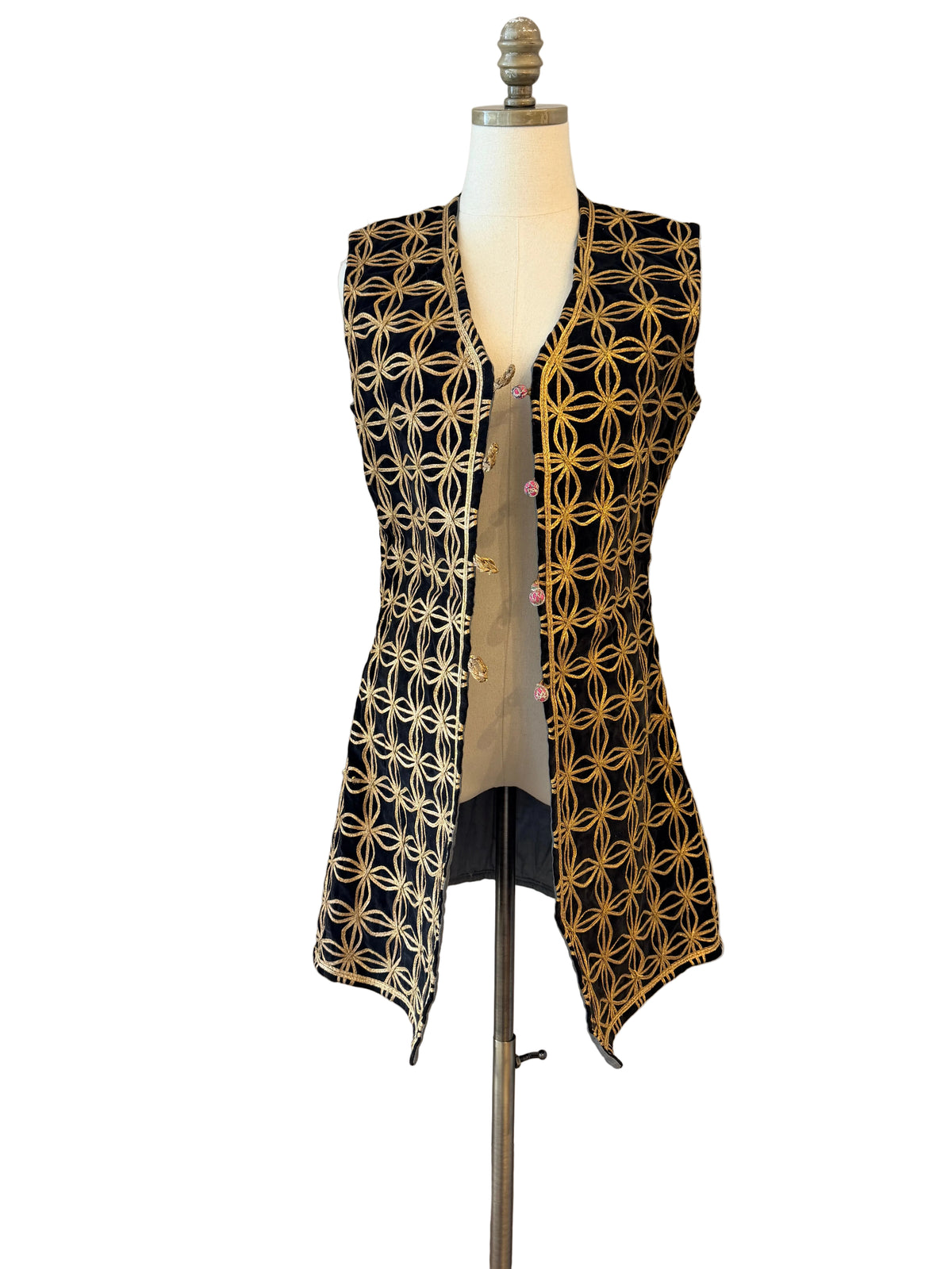 1940s Turkish Velvet Vest with Gold Ribbon Trim
