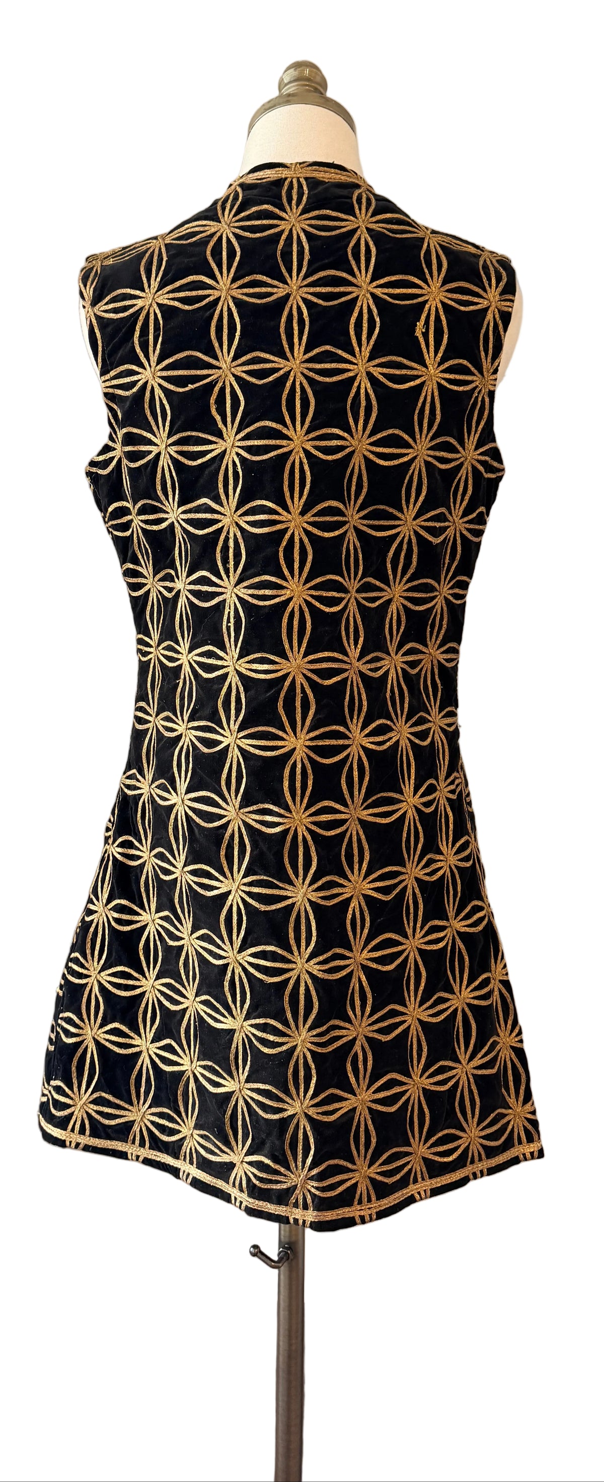 1940s Turkish Velvet Vest with Gold Ribbon Trim