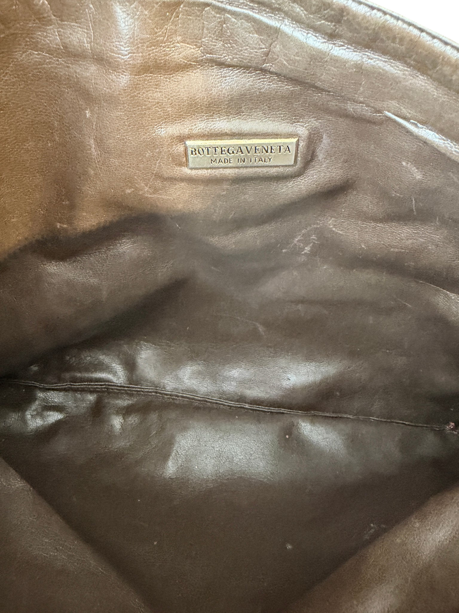 1970s Bottega Veneta Brown Suede Clutch with Butterfly Print