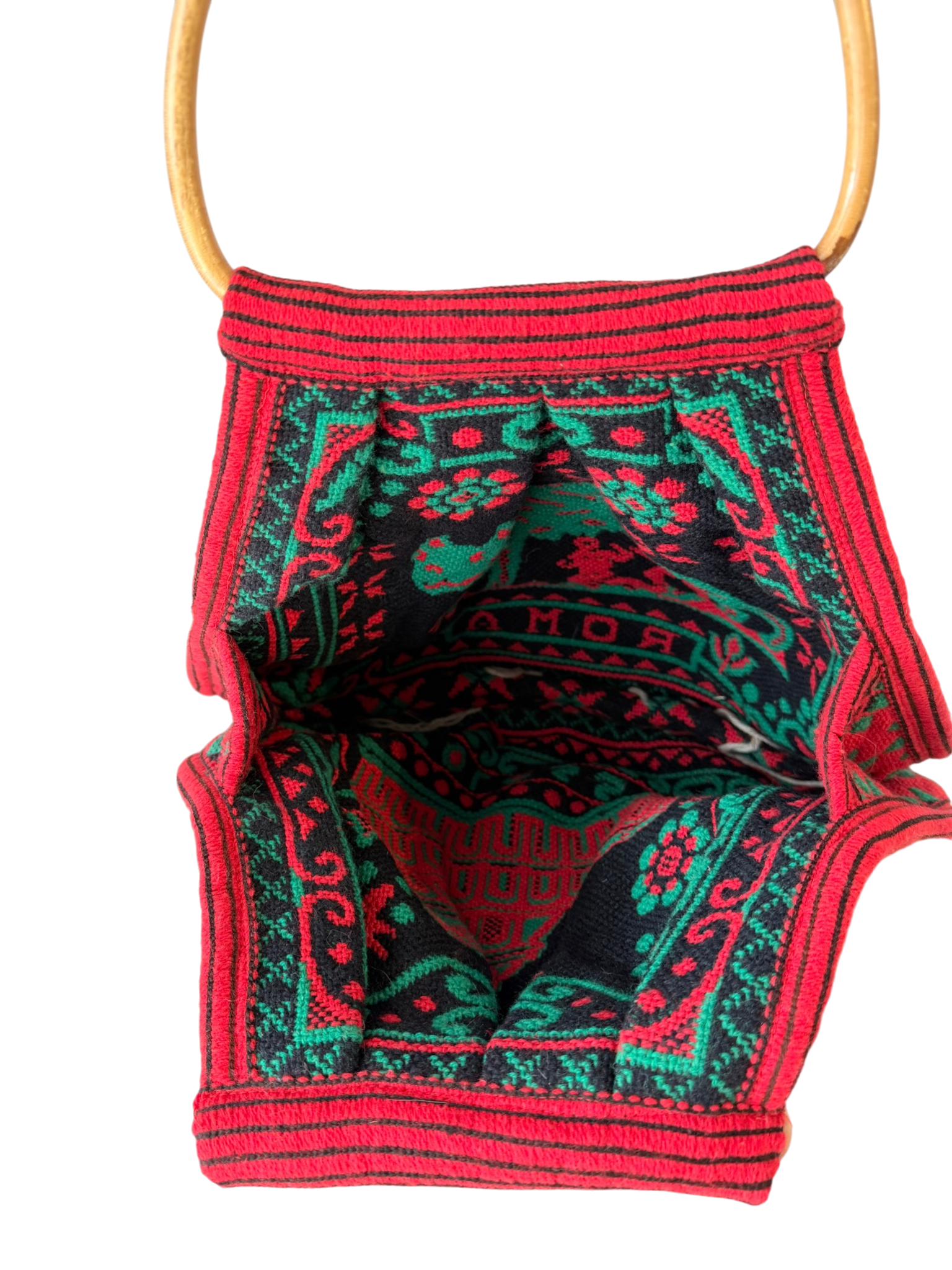 1970s Woven Souvenir Bag “Roma / Colosseo” with Bamboo Handles
