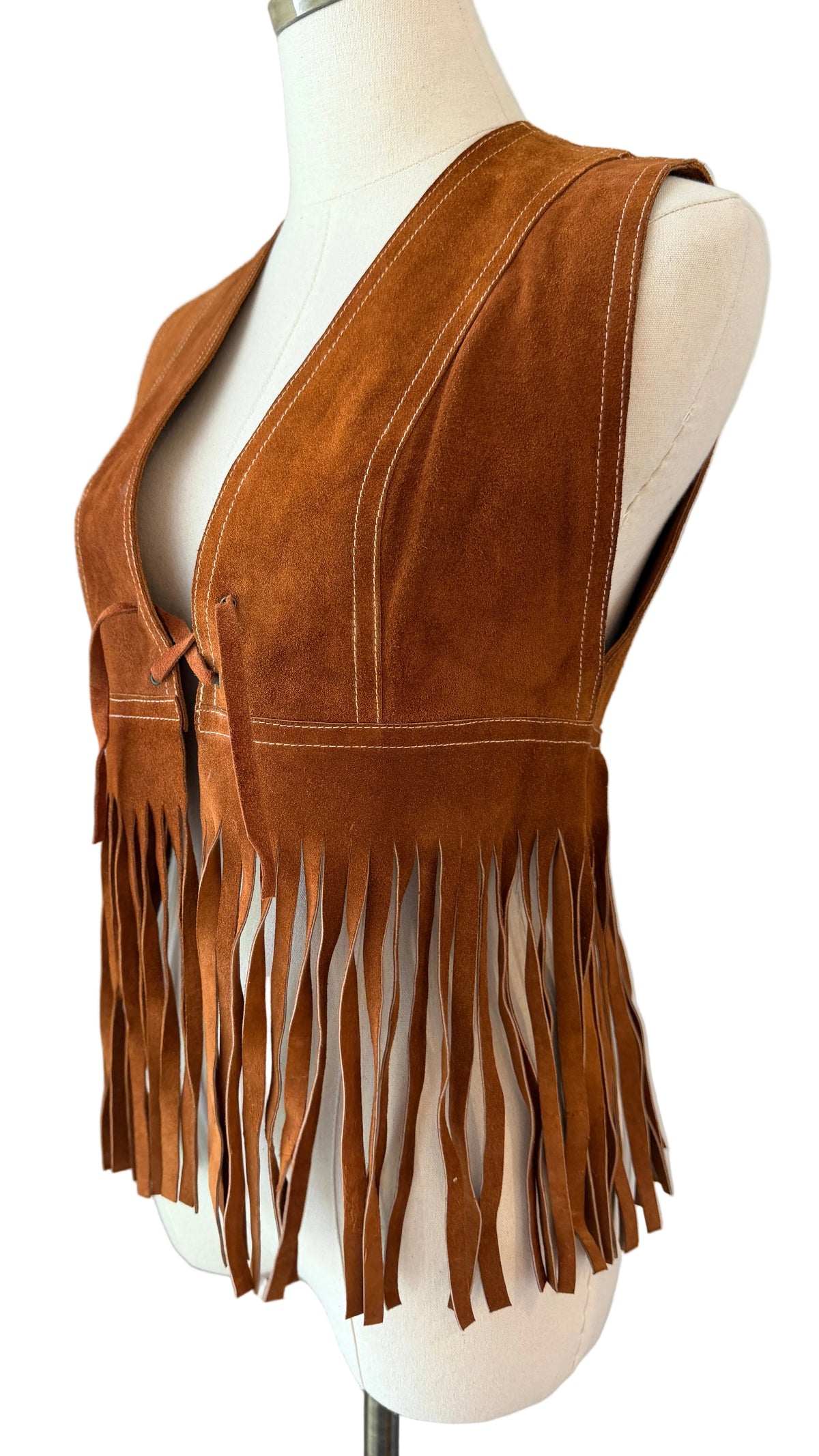 1970s Maggie for Bagatelle Pizzazz Suede Vest with Fringe Hem