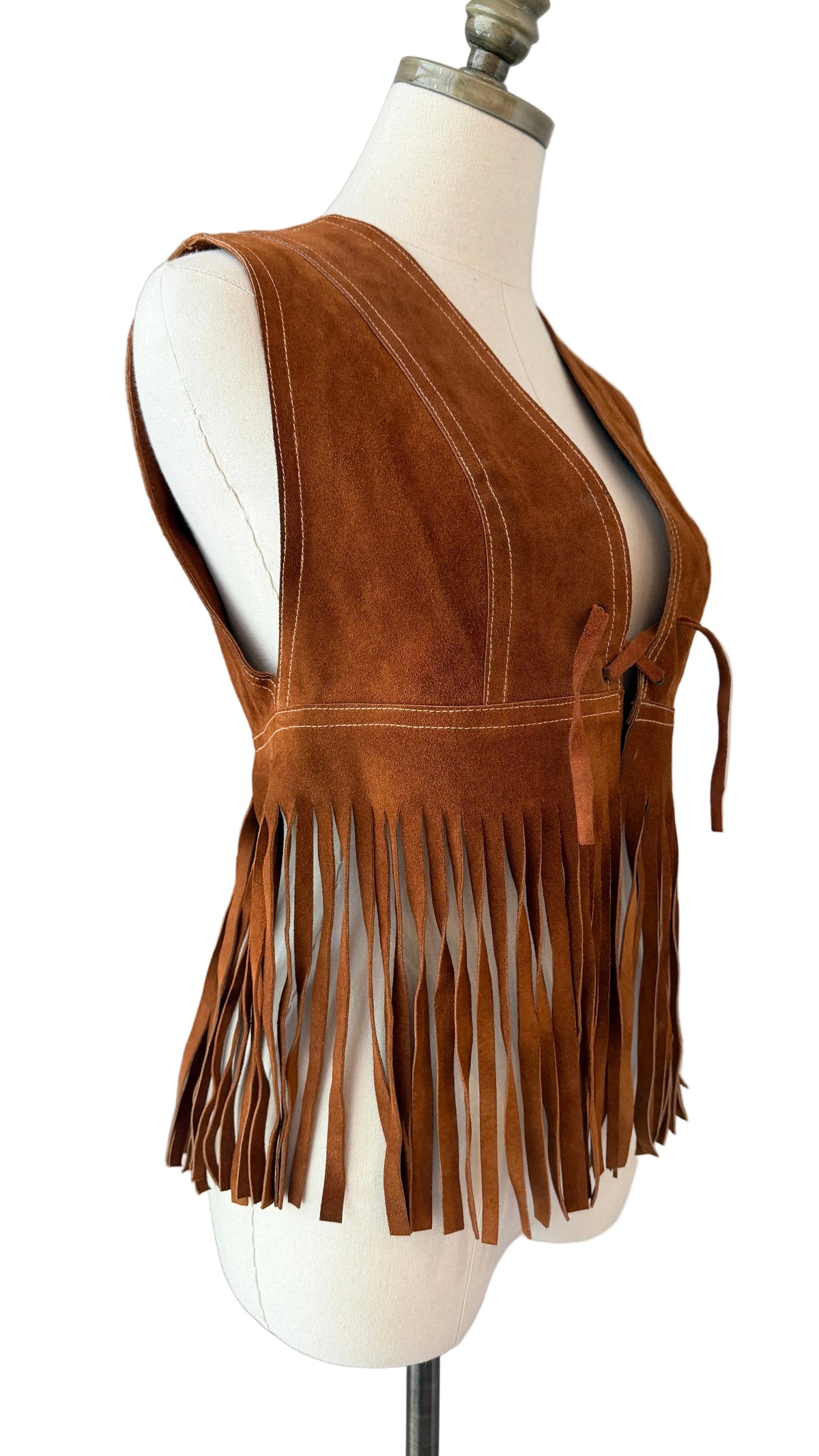 1970s Maggie for Bagatelle Pizzazz Suede Vest with Fringe Hem