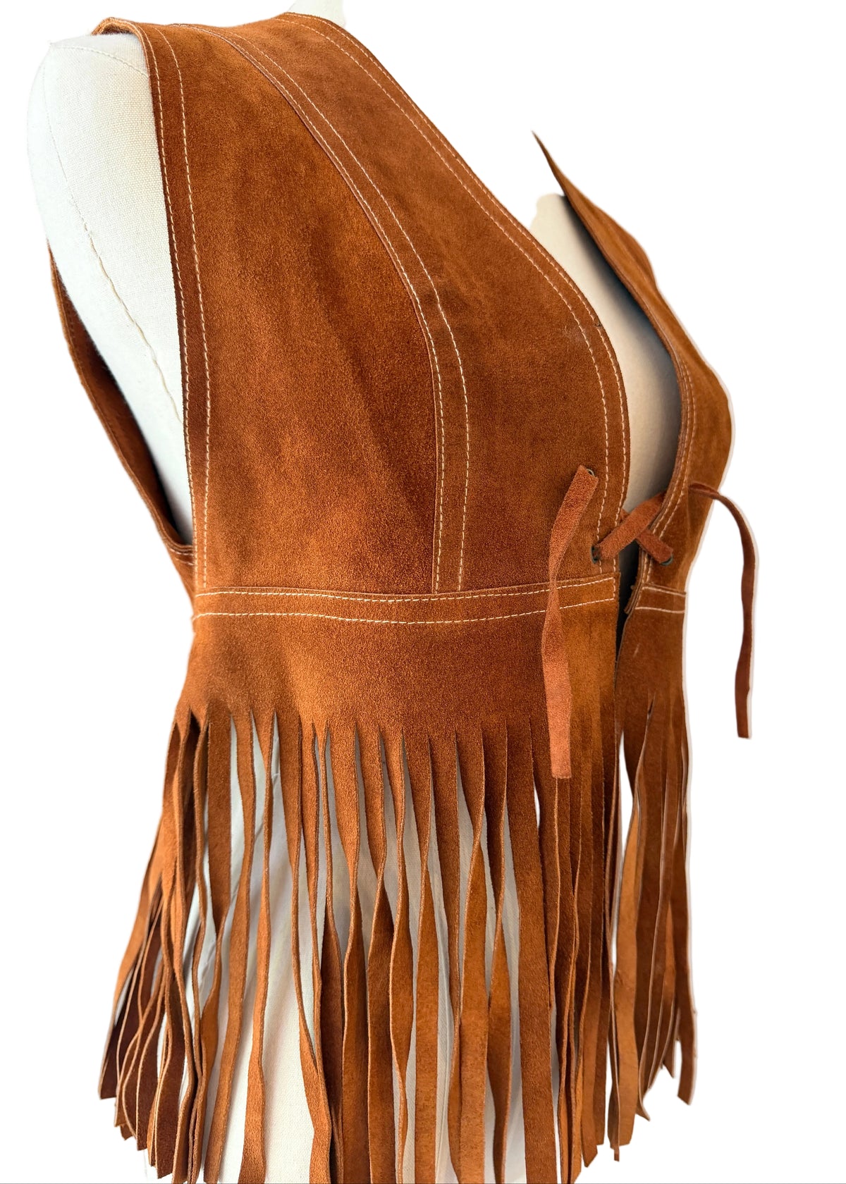 1970s Maggie for Bagatelle Pizzazz Suede Vest with Fringe Hem