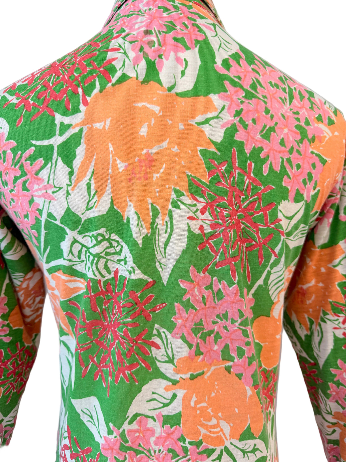 1980s The Lilly Sportswear Division by Lilly Pulitzer Floral Cotton 3/4-Sleeve Blouse